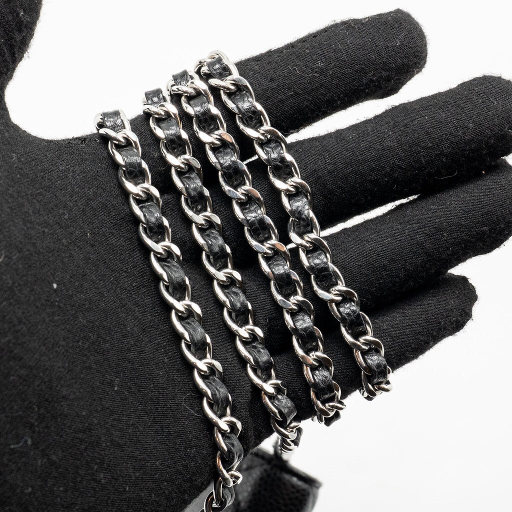 CHANEL CLASSIC WALLET ON CHAIN CAVIAR BLACK SHW (MICROCHIP)