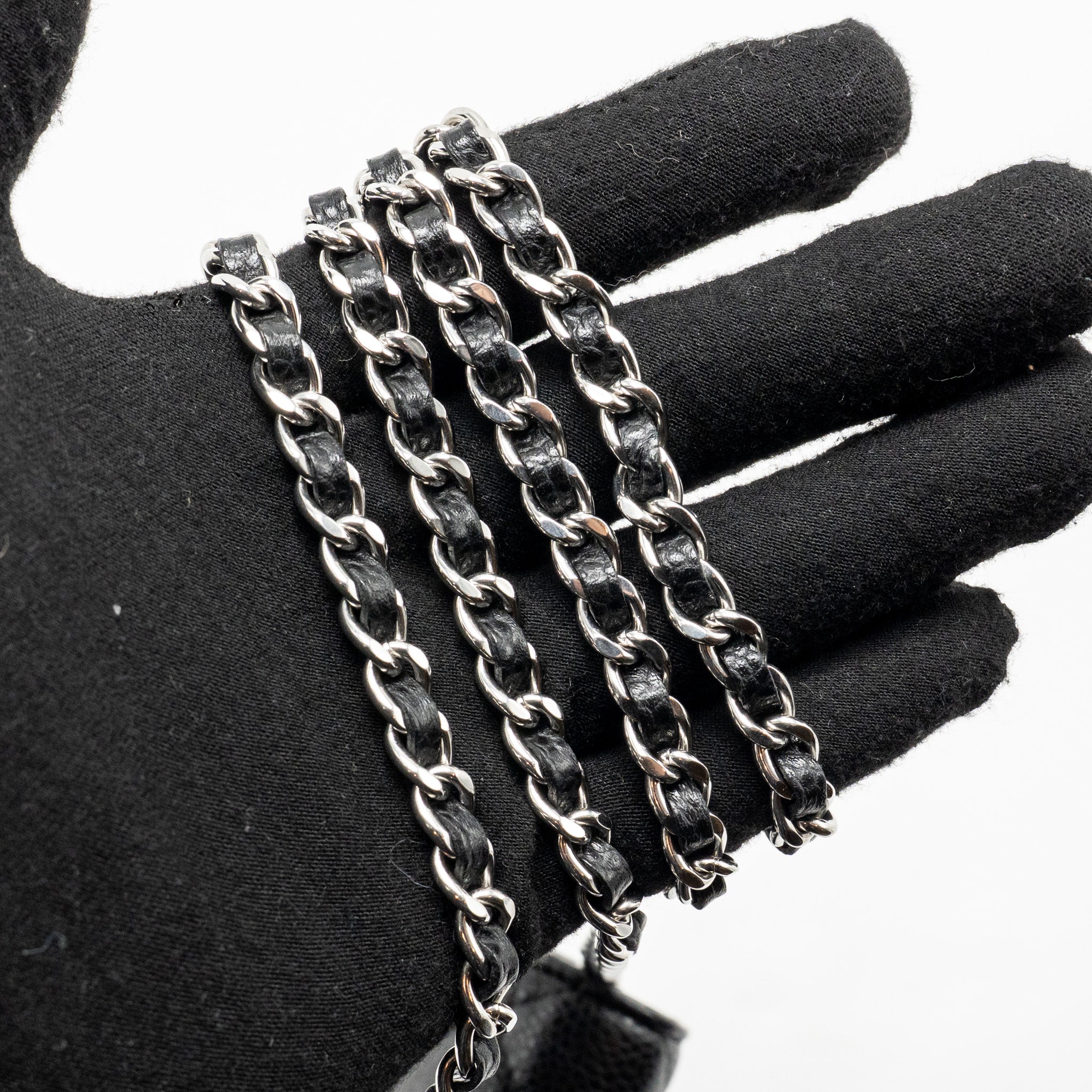CHANEL CLASSIC WALLET ON CHAIN CAVIAR BLACK SHW (MICROCHIP)