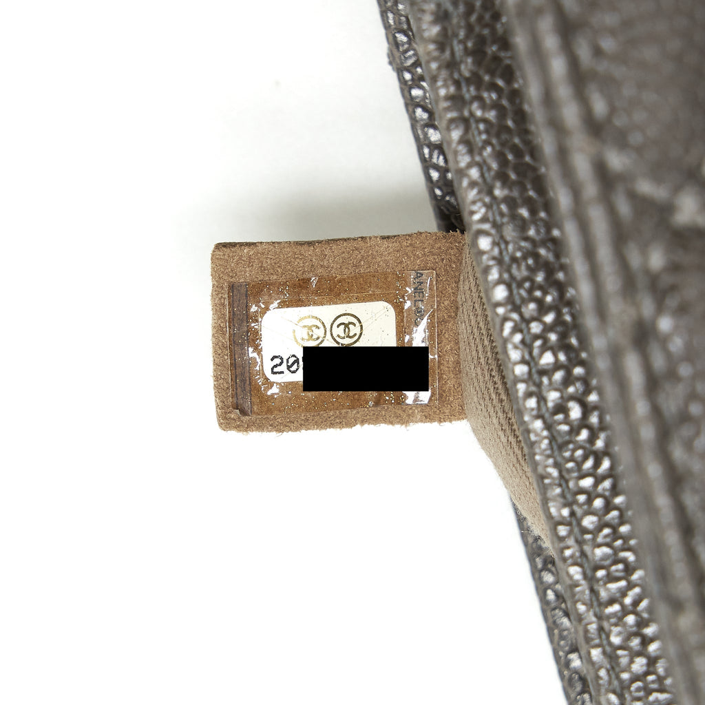 CHANEL FLAP BAG CAVIAR DARK GREY RUTHENIUM SLIVER HARDWARE