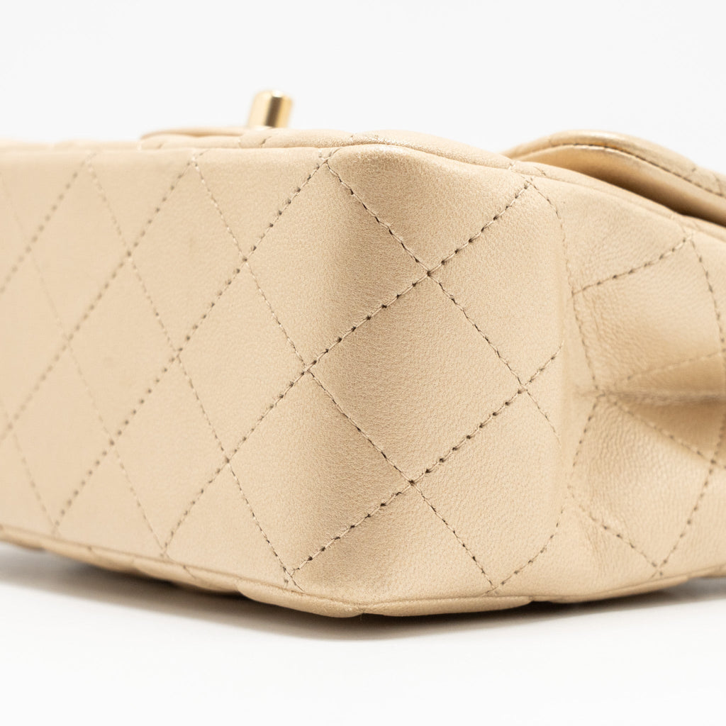 CHANEL MINI SQUARE FLAP BAG LAMBSKIN GOLD GHW