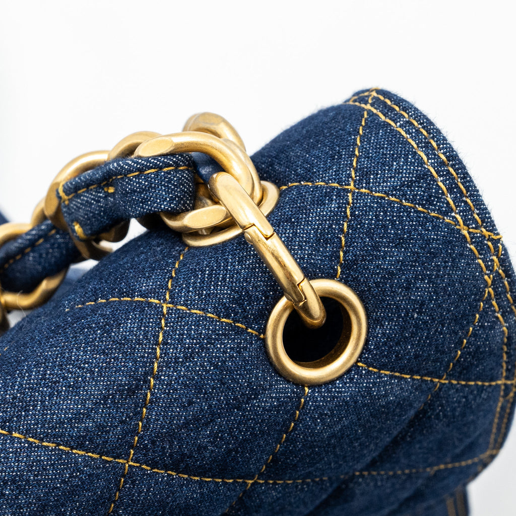 CHANEL 23S FLAP BACKPACK DENIM BLUE WITH GHW (MICROCHIP)