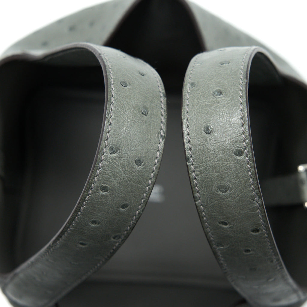 HERMES PICOTIN 18 LOCK BAG OSTRICH GRIS MEYER SHW