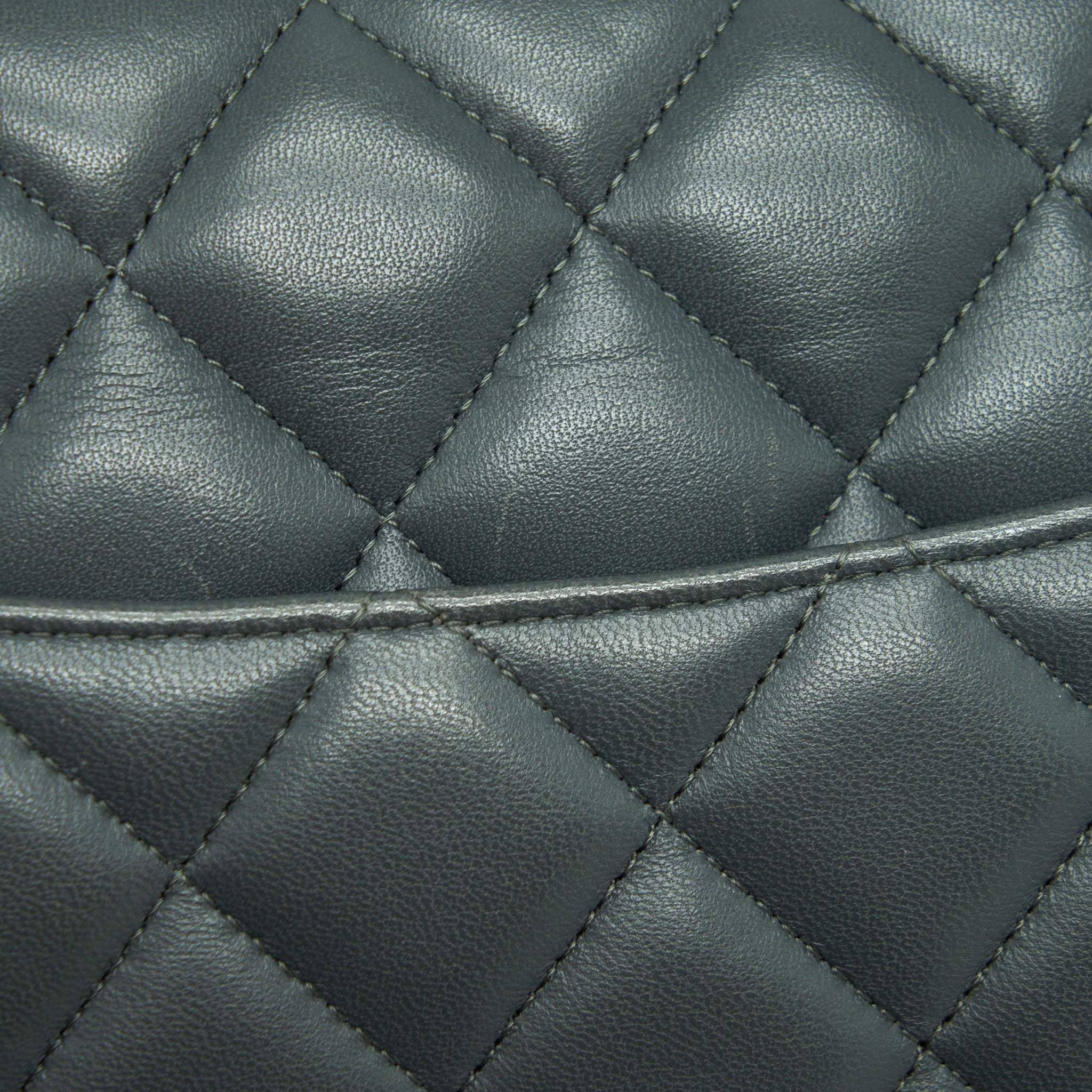 CHANEL JUMBO CLASSIC DOUBLE FLAP BAG LAMBSKIN GREY SHW