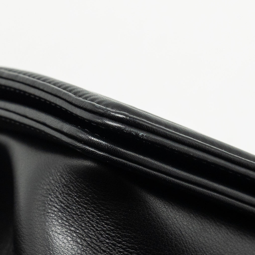 CHANEL SMALL BOY BAG CALFSKIN BLACK RUTHENIUM HARDWARE (MICROCHIP)