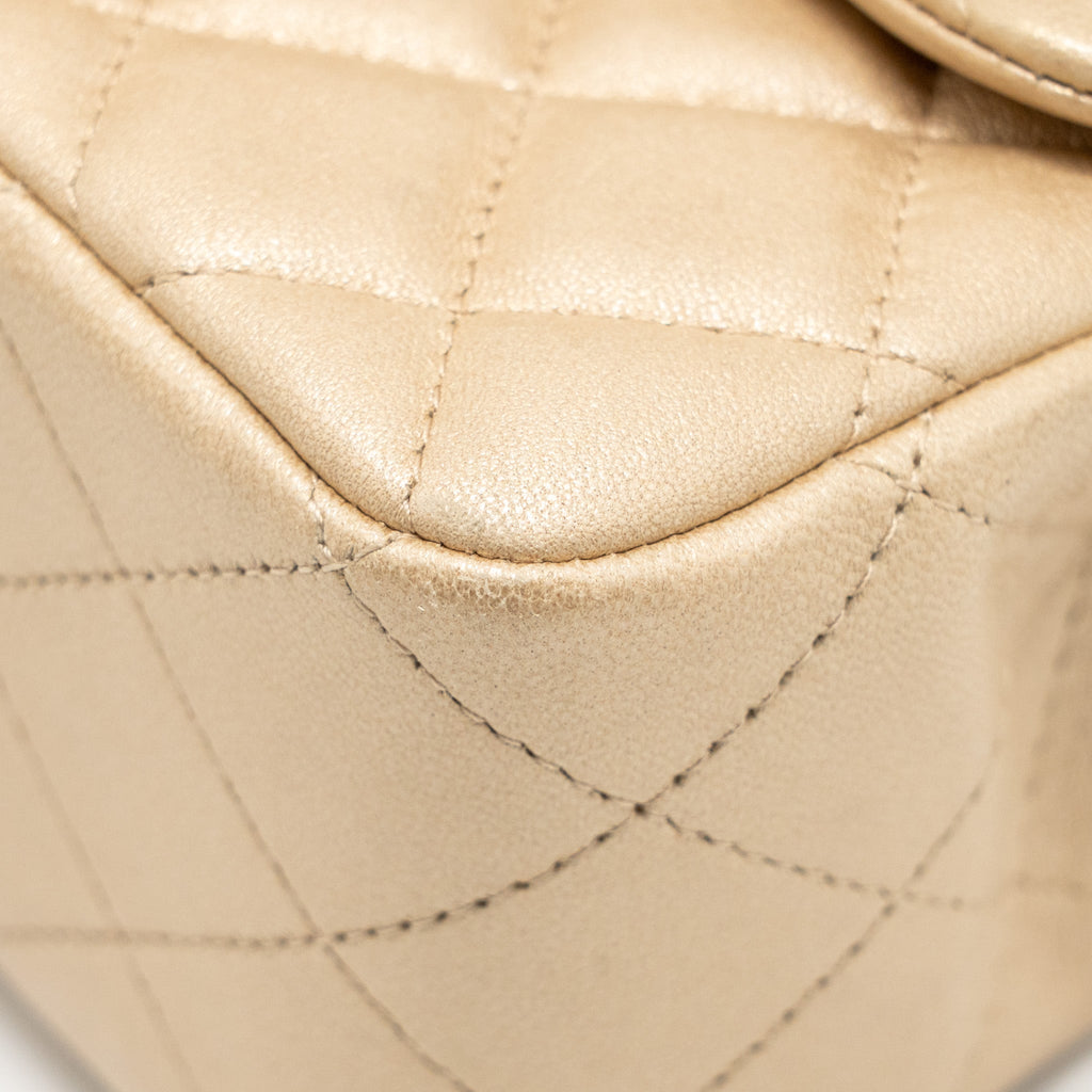 CHANEL MINI SQUARE FLAP BAG LAMBSKIN GOLD GHW