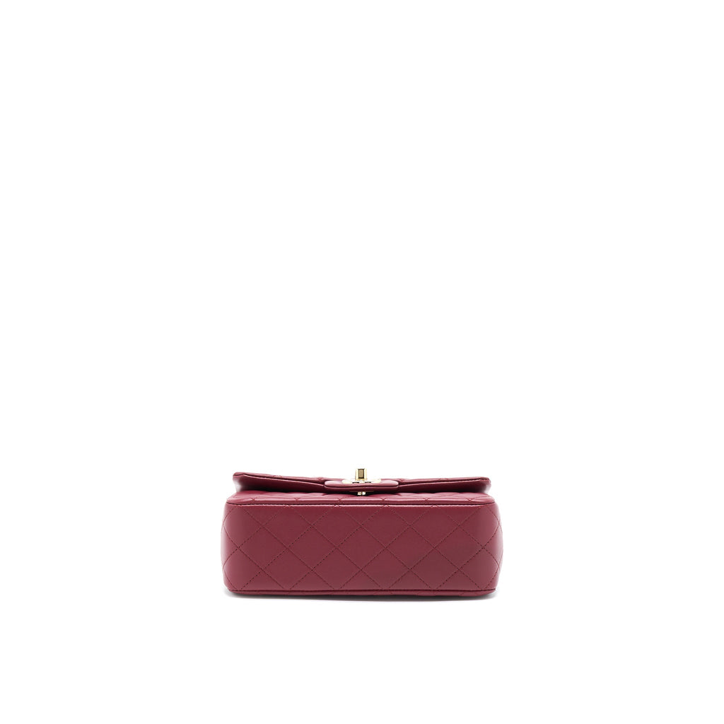 CHANEL 22A TOP HANDLE MINI RECTANGULAR FLAP BAG LAMBSKIN BURGUNDY LGHW