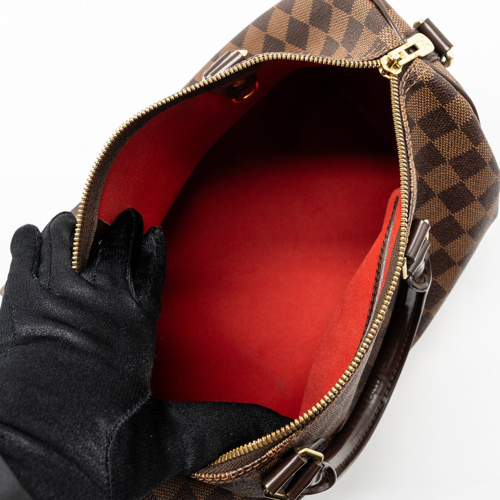 LOUIS VUITTON SPEEDY 30 BANDOULIERE DAMIER EBENE CANVAS GHW