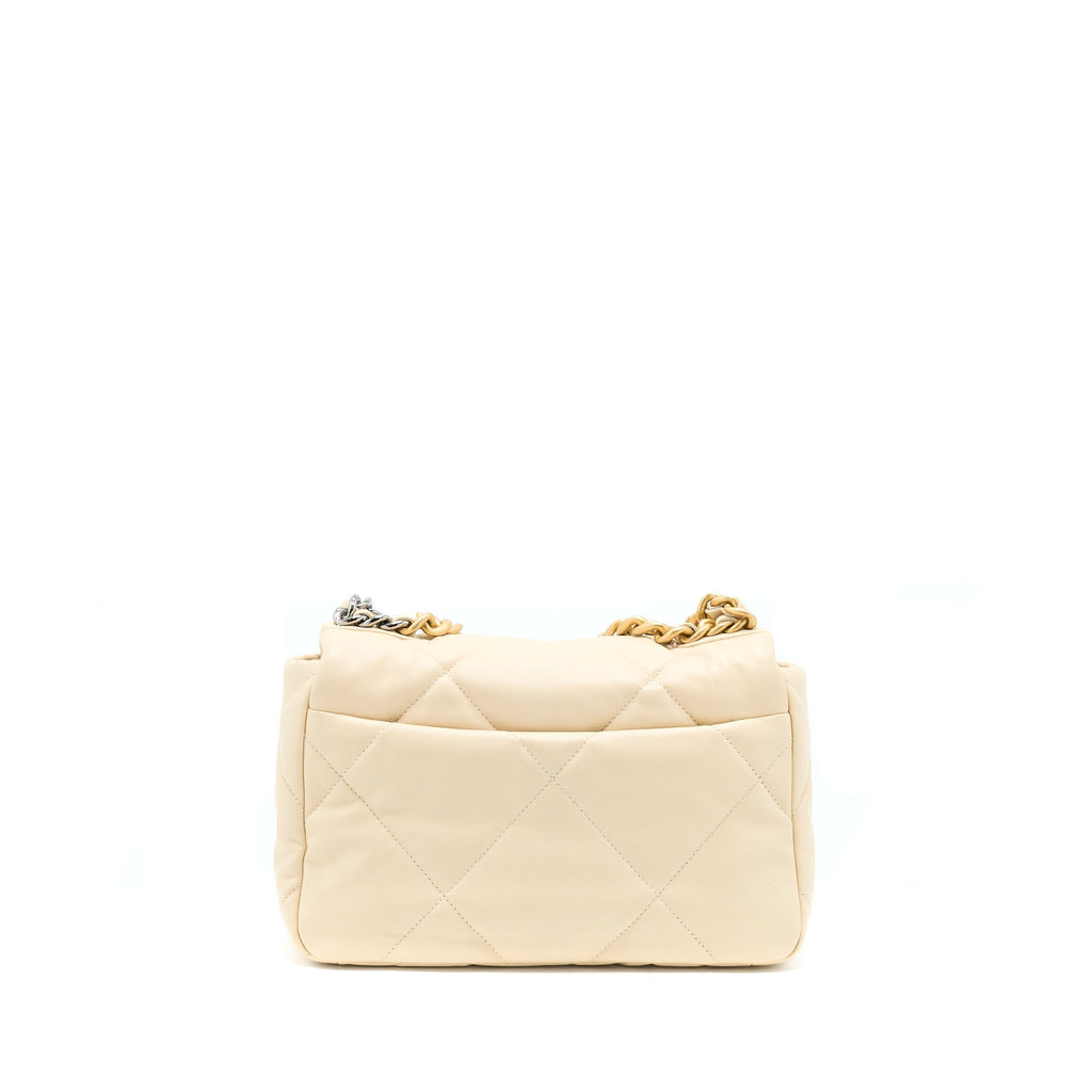 CHANEL SMALL 19 BAG GOATSKIN BEIGE WITH MULTICOLOUR HARDWARE