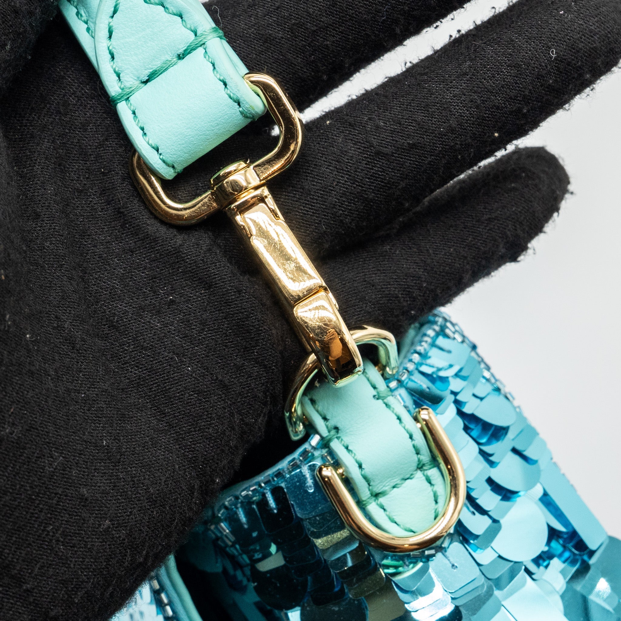 FENDI BAGUETTE BAG SEQUIN / LEATHER BLUE GHW
