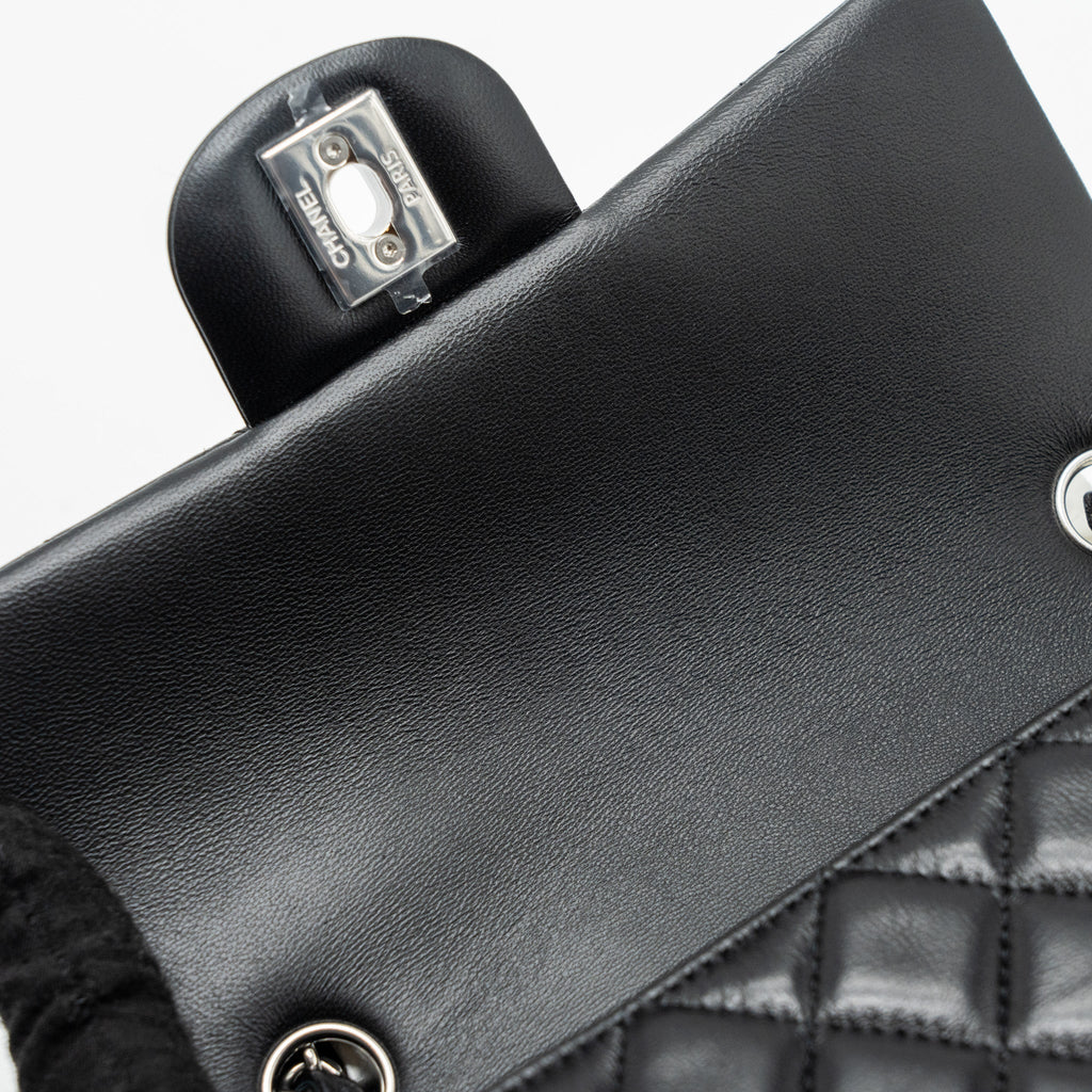 CHANEL CLASSIC MINI RECTANGULAR FLAP BAG LAMBSKIN BLACK SHW (MICROCHIP)