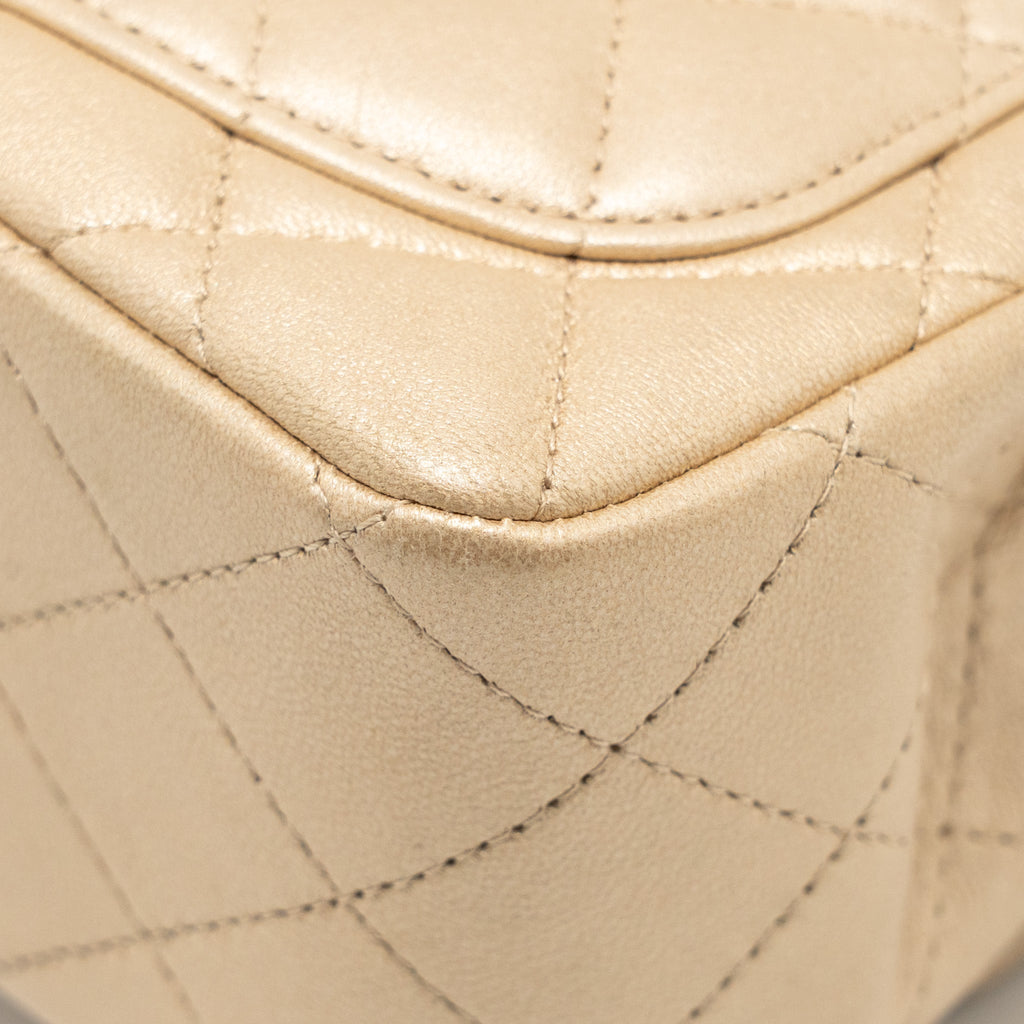 CHANEL MINI SQUARE FLAP BAG LAMBSKIN GOLD GHW
