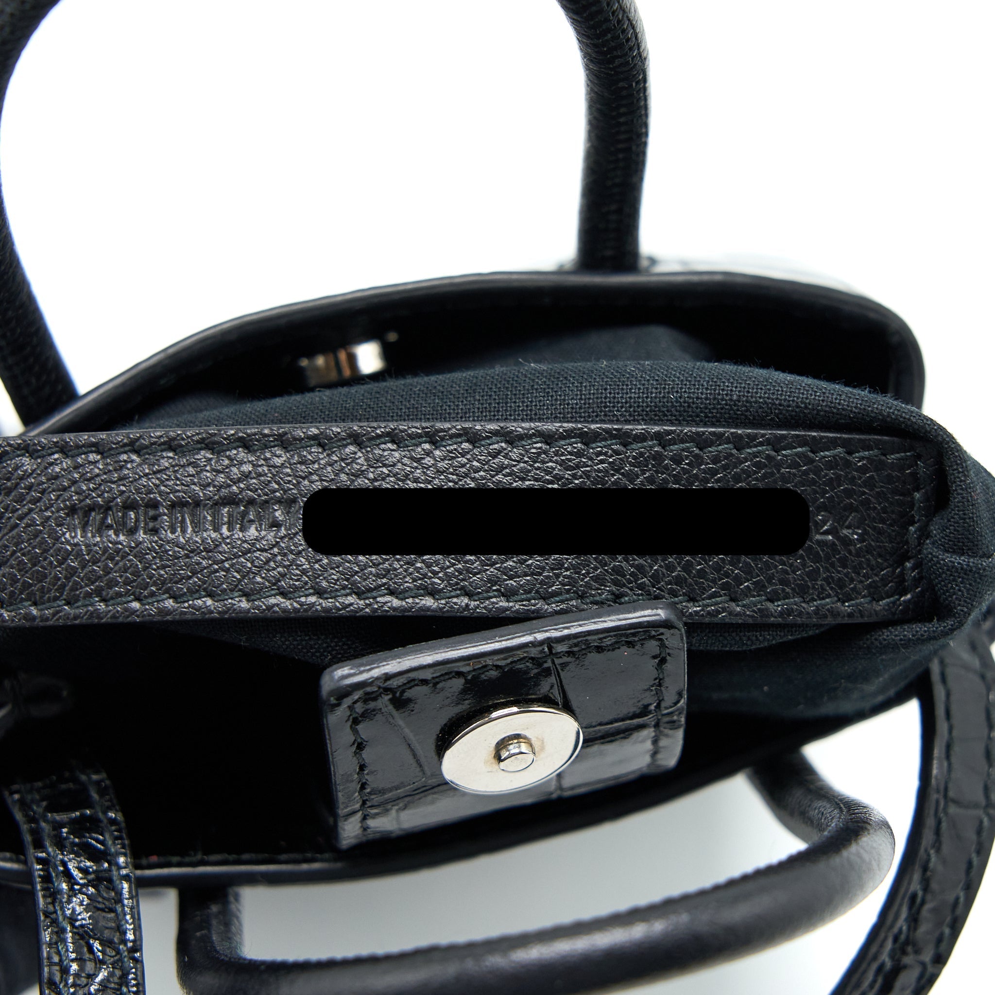 BALENCIAGA MINI SHOPPING PHONE POUCH CORO-EMBOSS CALFSKIN BLACK SHW