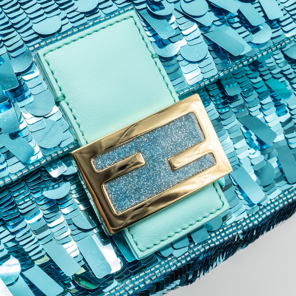 FENDI BAGUETTE BAG SEQUIN / LEATHER BLUE GHW