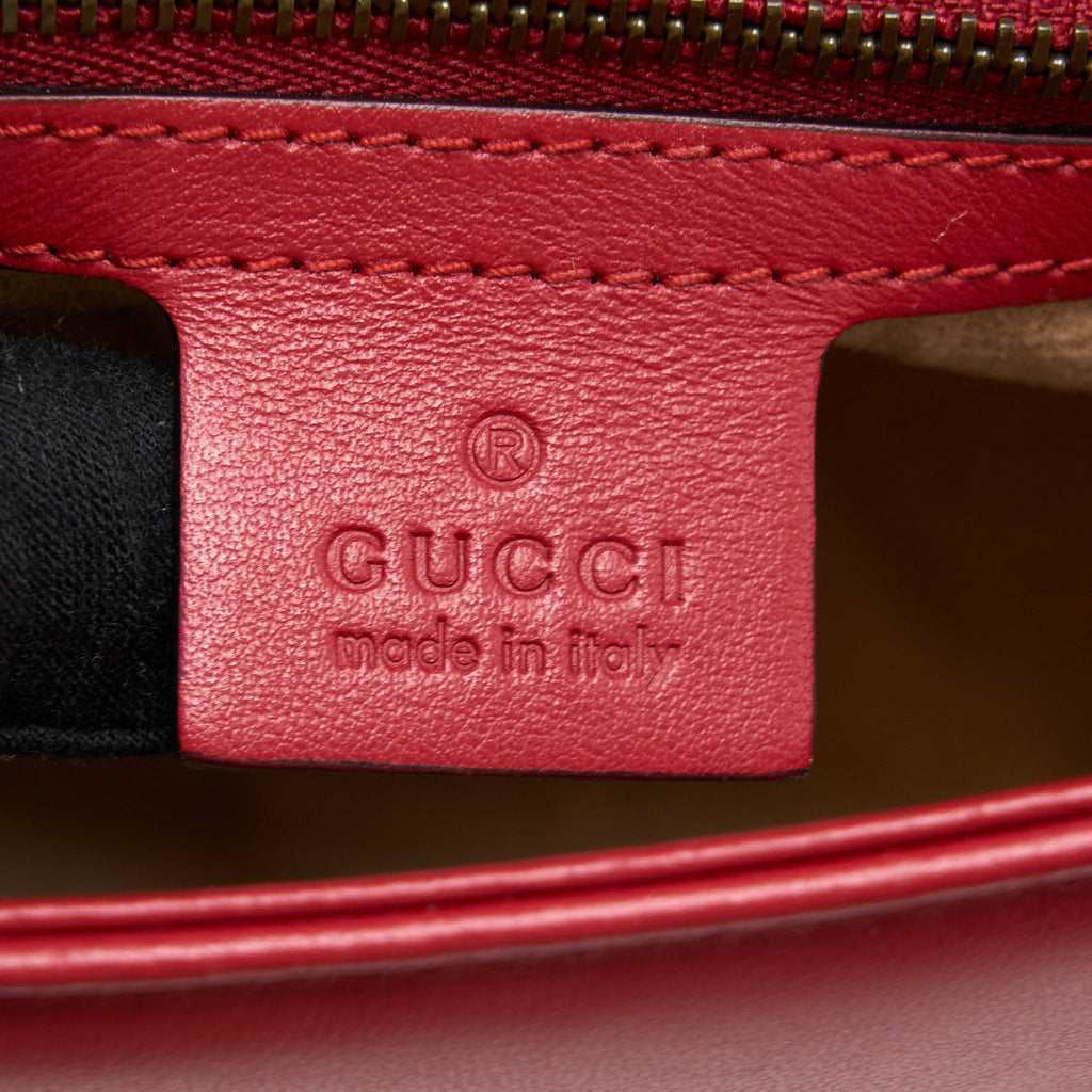 GUCCI SMALL GG MARMONT MATELASSE SHOULDER BAG CALFSKIN RED GHW