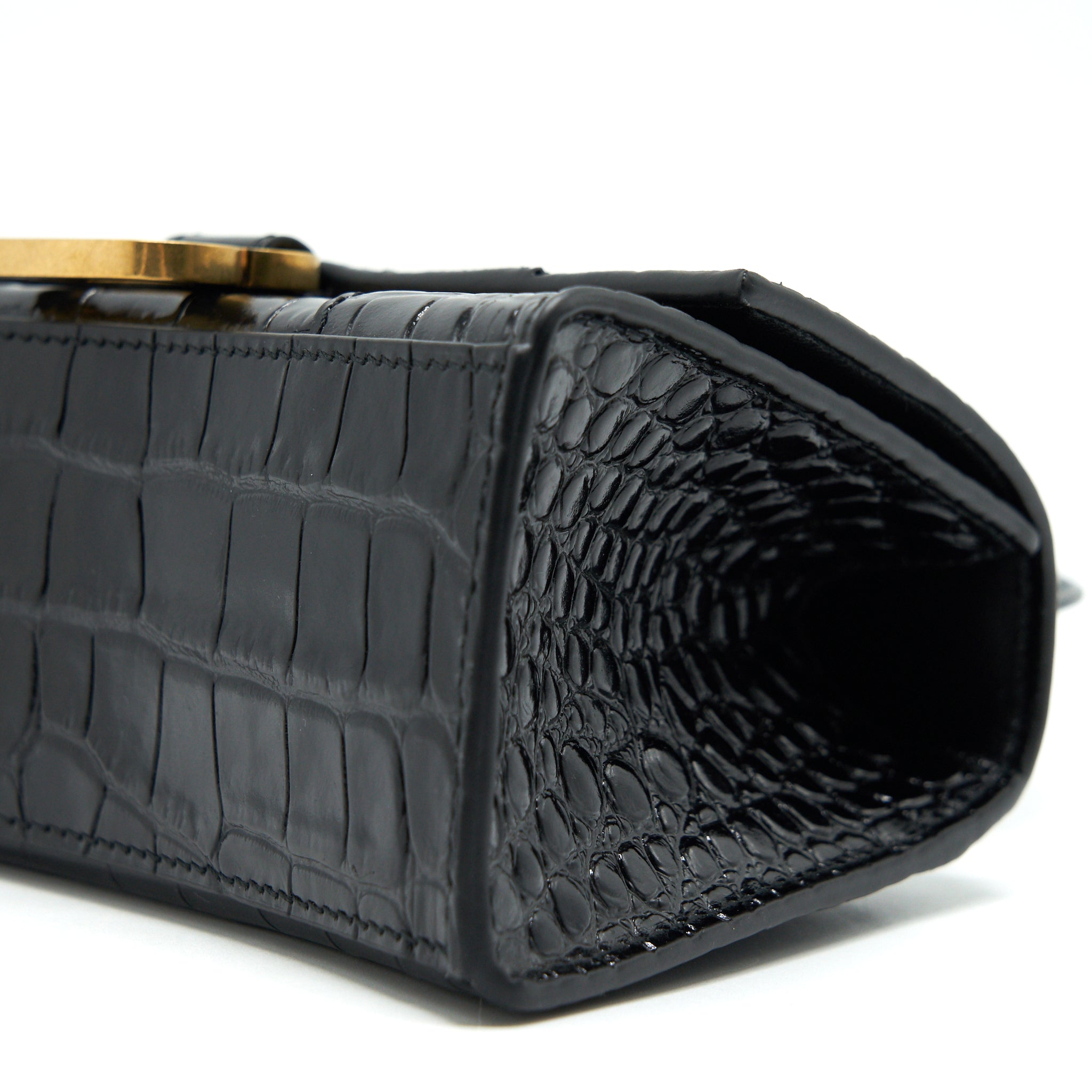 BALENCIAGA HOURGLASS XS EMBOSSED CALFKSIN BLACK GHW