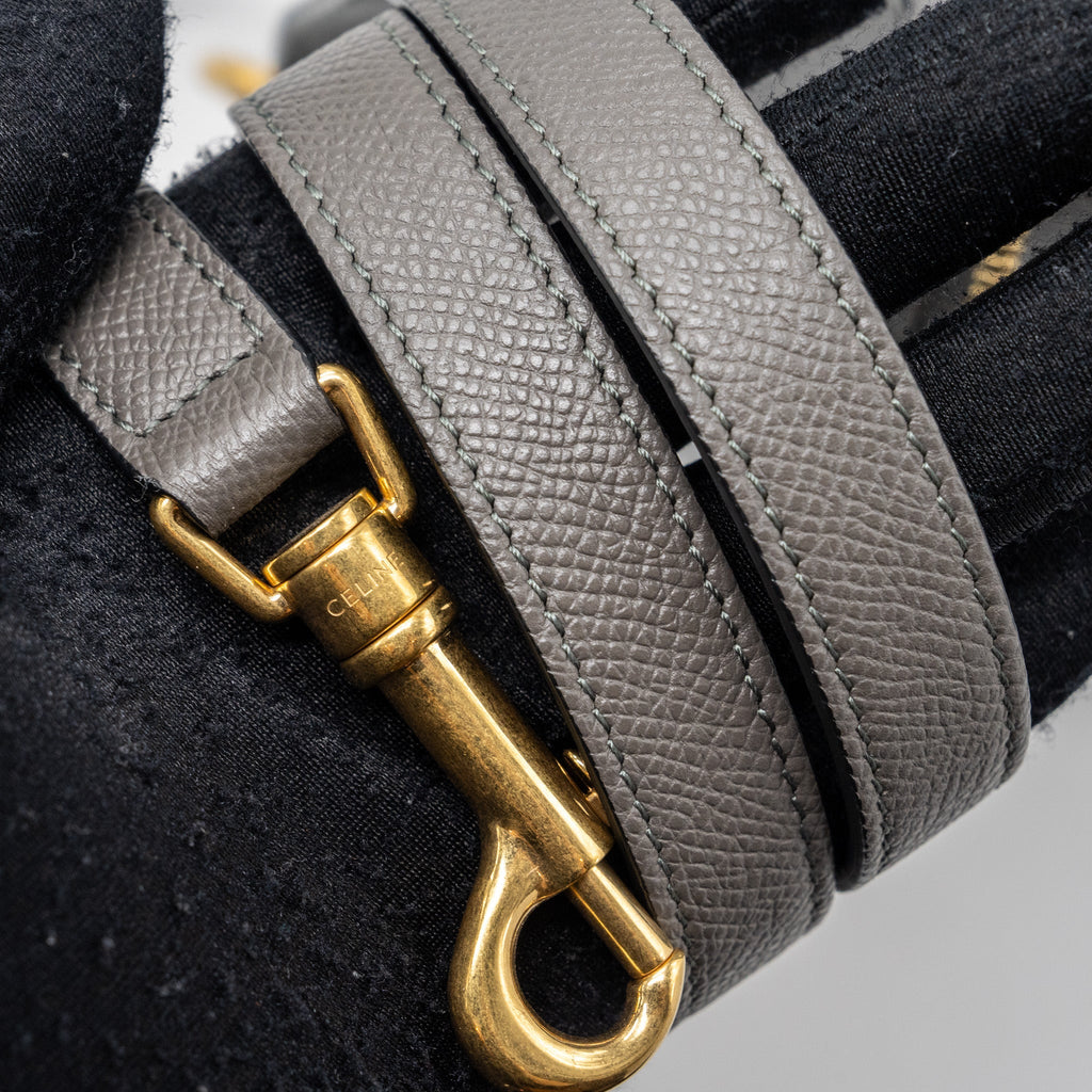 CELINE MINI BELT BAG GRAINED CALFSKIN DARK GREY GHW