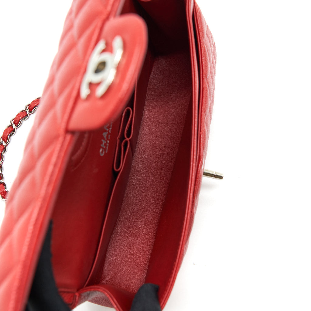 CHANEL CLASSIC DOUBLE FLAP BAG CAVIAR RED SHW