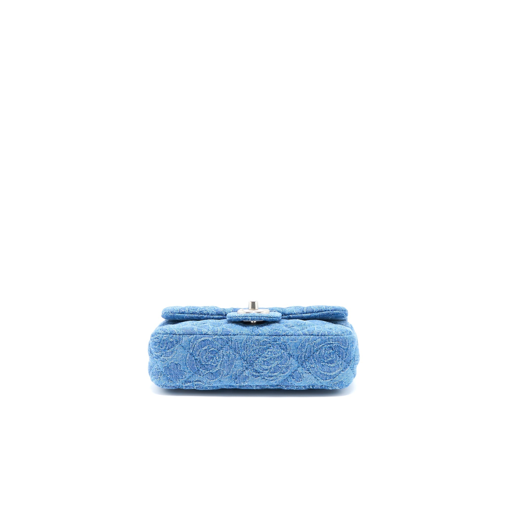 CHANEL 23P MINI COCO LOVE FLAP BAG CAMELLIA DENIM BLUE SHW (MICROCHIP)