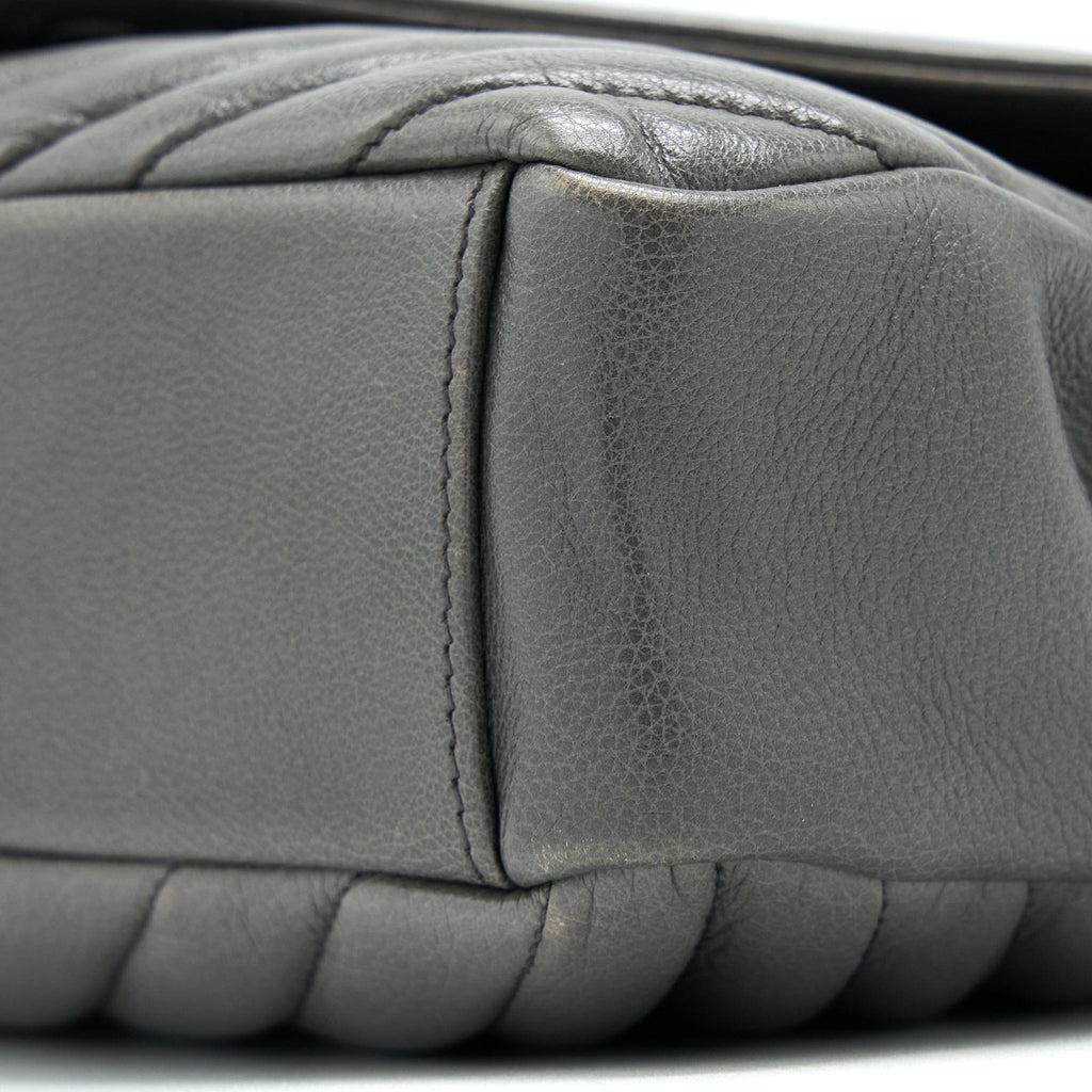 SAINT LAURENT COLLEGE BAG CALFSKIN GREY WITH RUTHENIUM HARDWARE