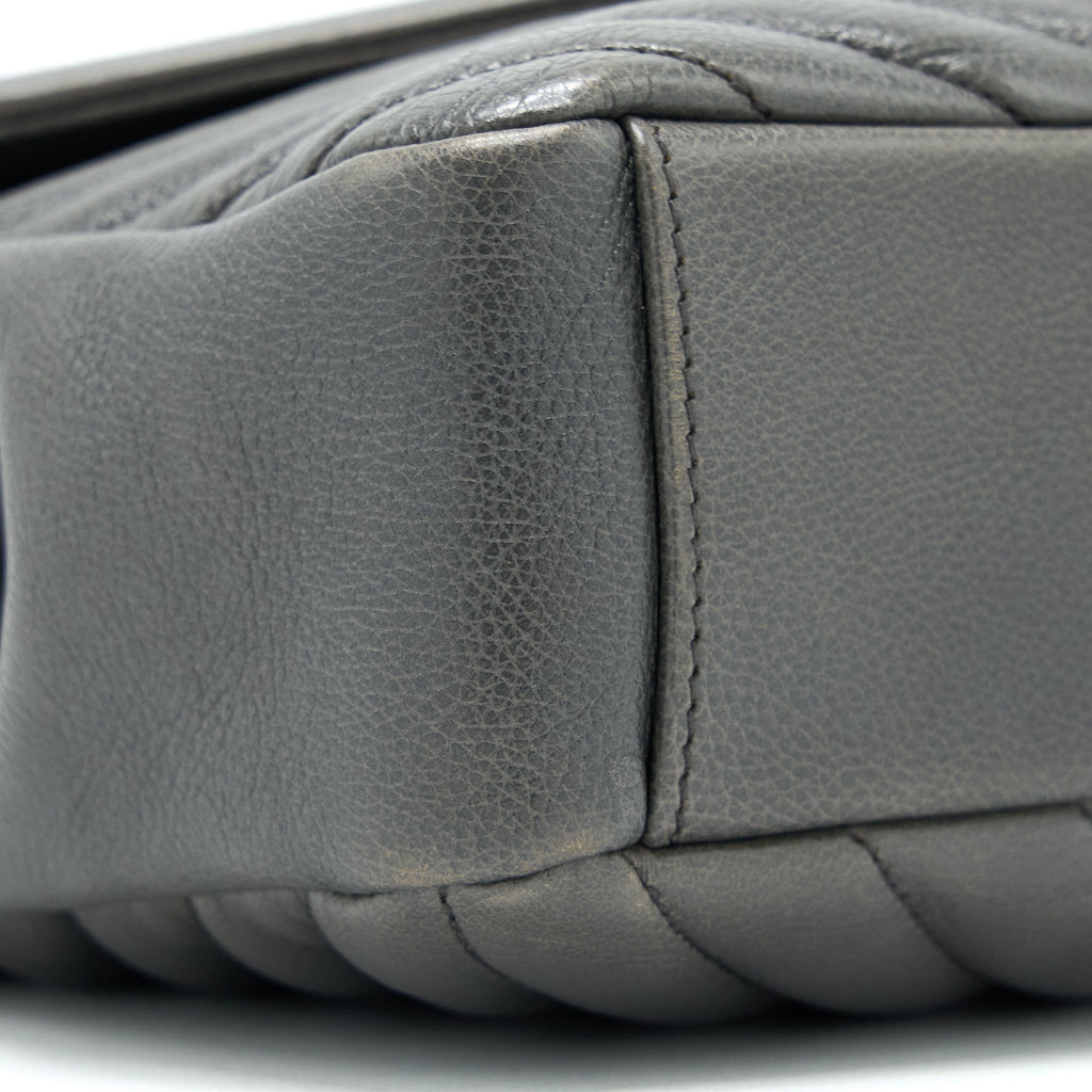 SAINT LAURENT COLLEGE BAG CALFSKIN GREY WITH RUTHENIUM HARDWARE
