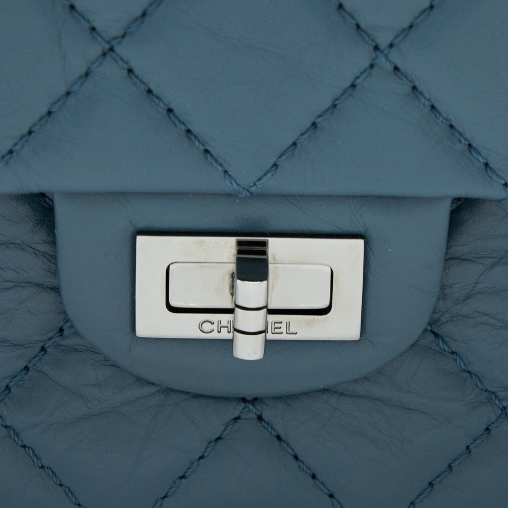 CHANEL 2.55 226 REISSUE FLAP BAG CALFSKIN BLUE GREY SHW