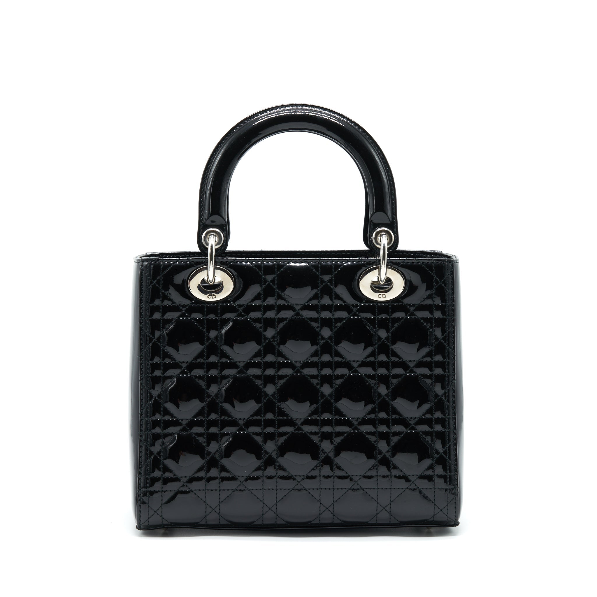 DIOR MEDIUM LADY DIOR PATENT LEATHER BLACK SHW