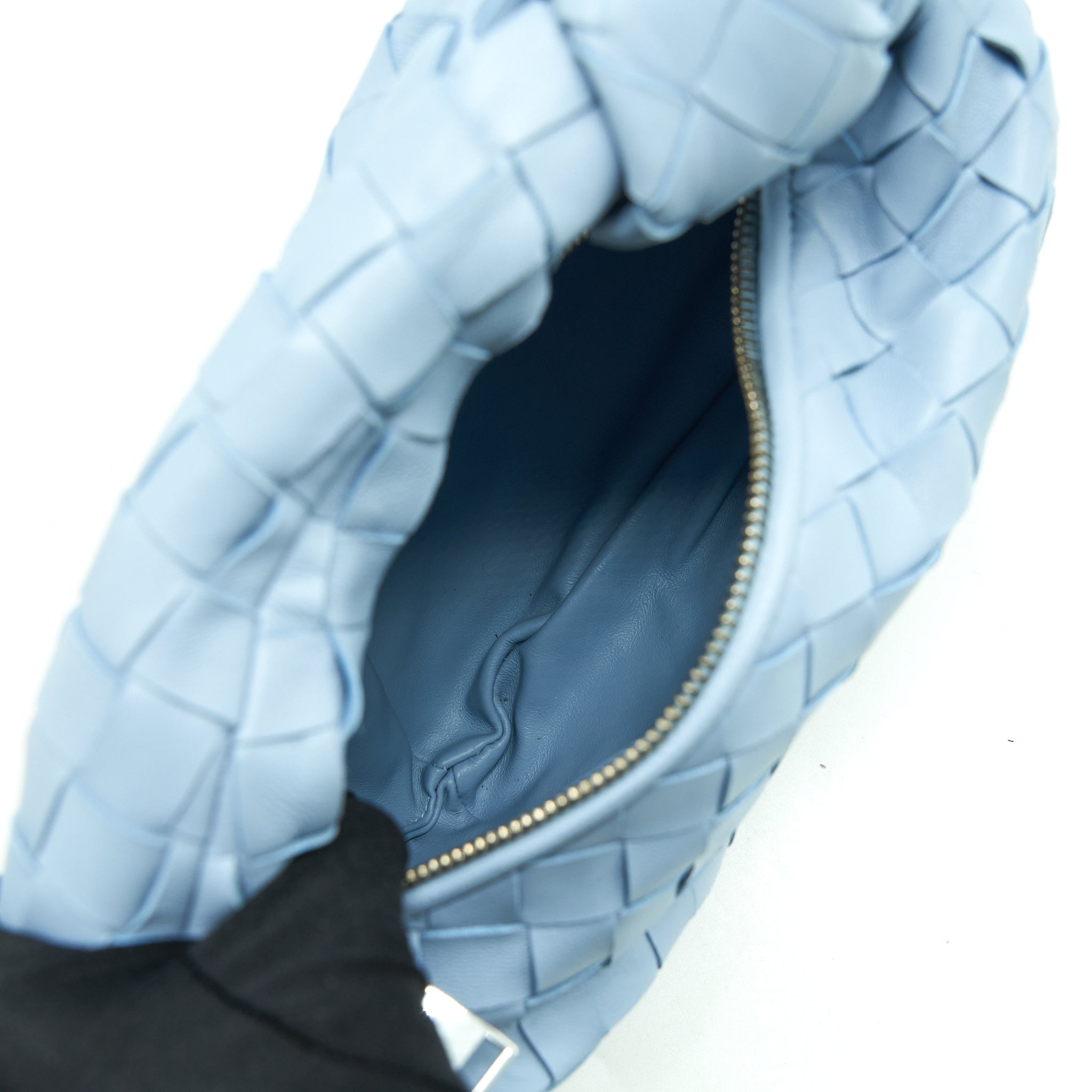 BOTTEGA VENETA MINI JODIE BAG LIGHT BLUE SHW