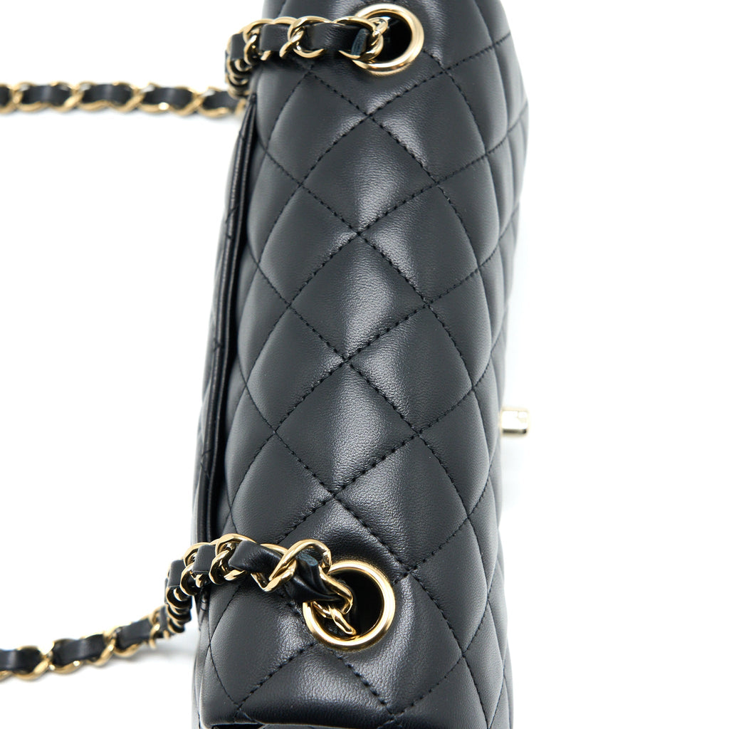CHANEL CLASSIC MINI RECTANGULAR FLAP BAG LAMBSKIN BLACK LGHW (MICROCHIP)
