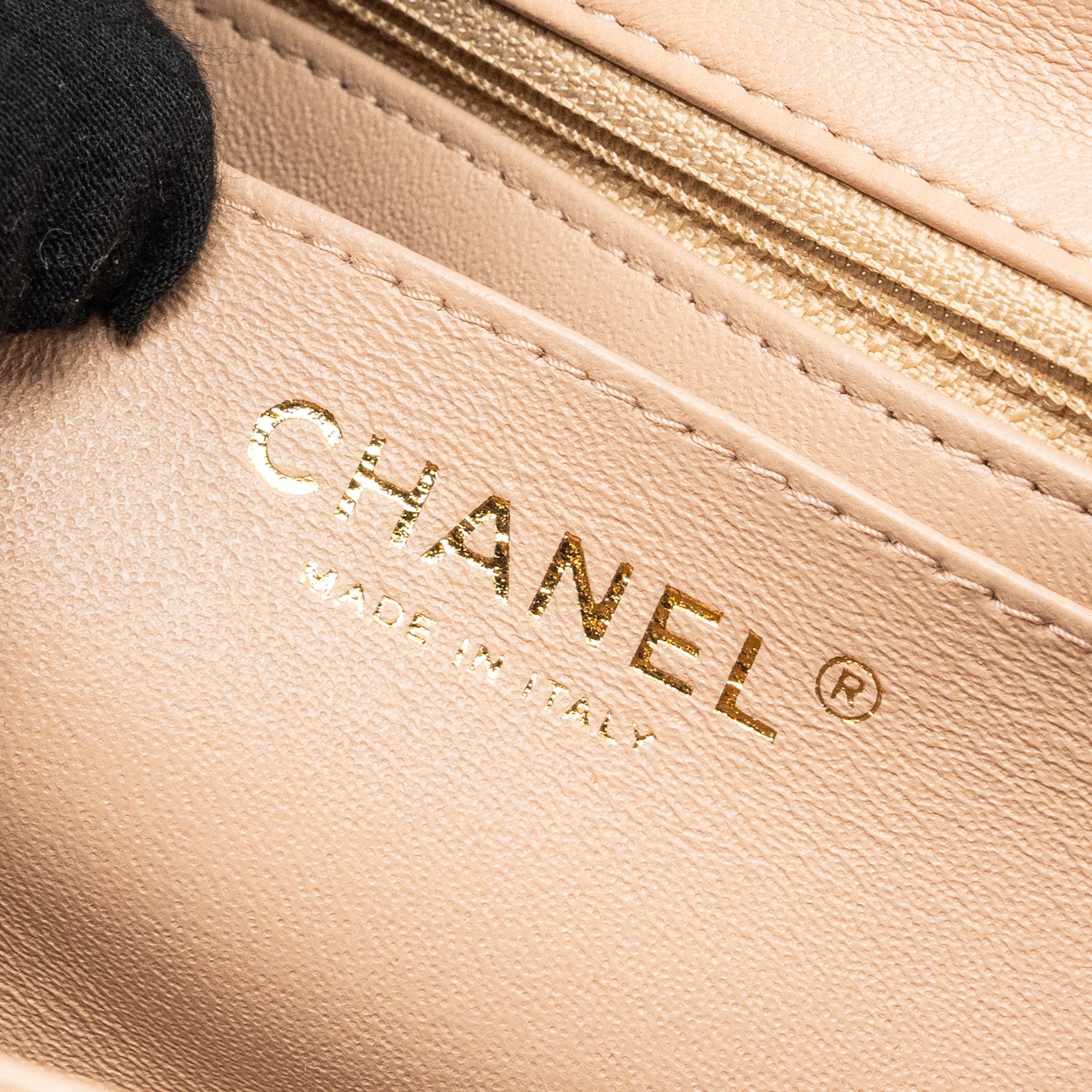 CHANEL MINI RECTANGULAR FLAP BAG LAMBSKIN LIGHT BEIGE LGHW (MICROCHIP)