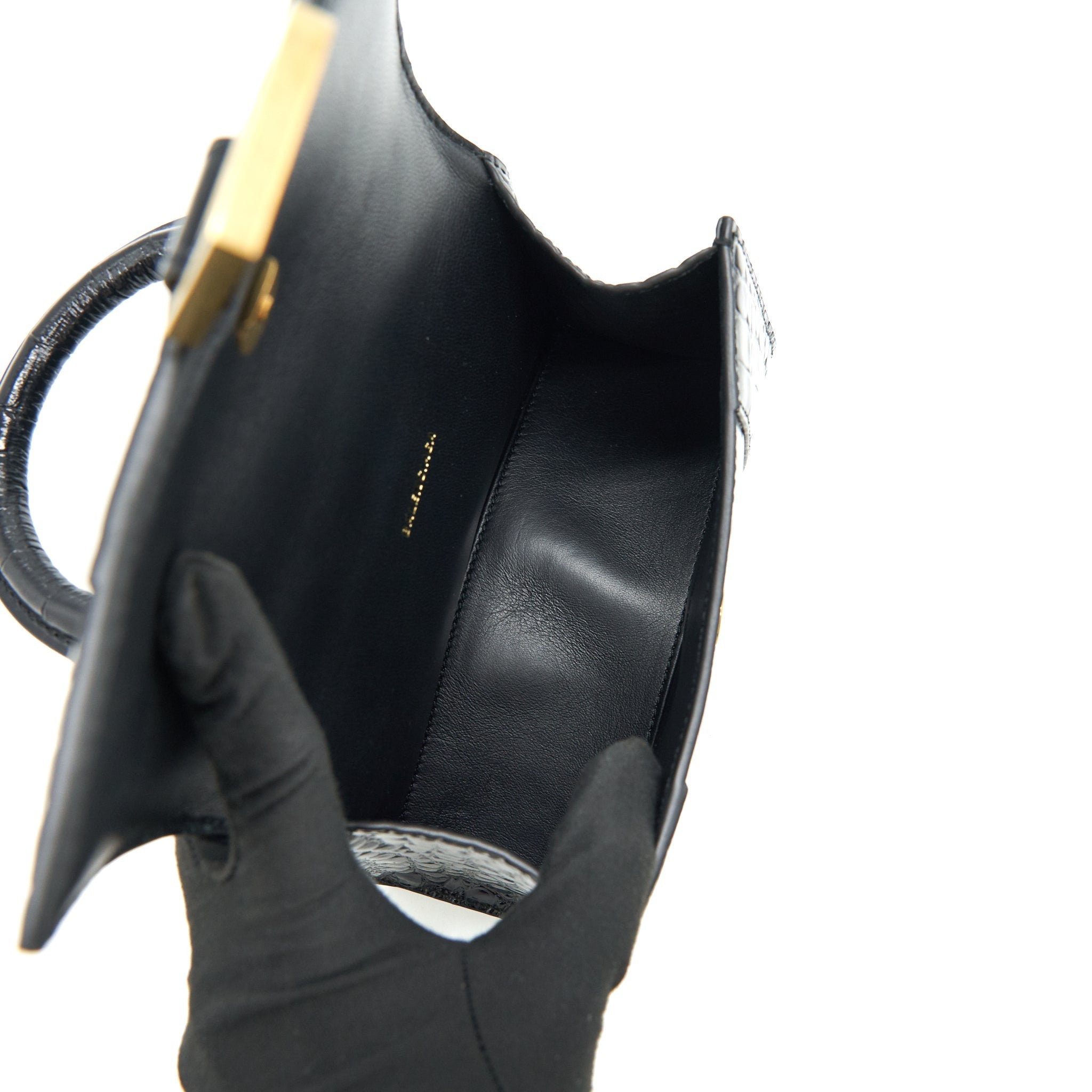 BALENCIAGA HOURGLASS XS EMBOSSED CALFKSIN BLACK GHW