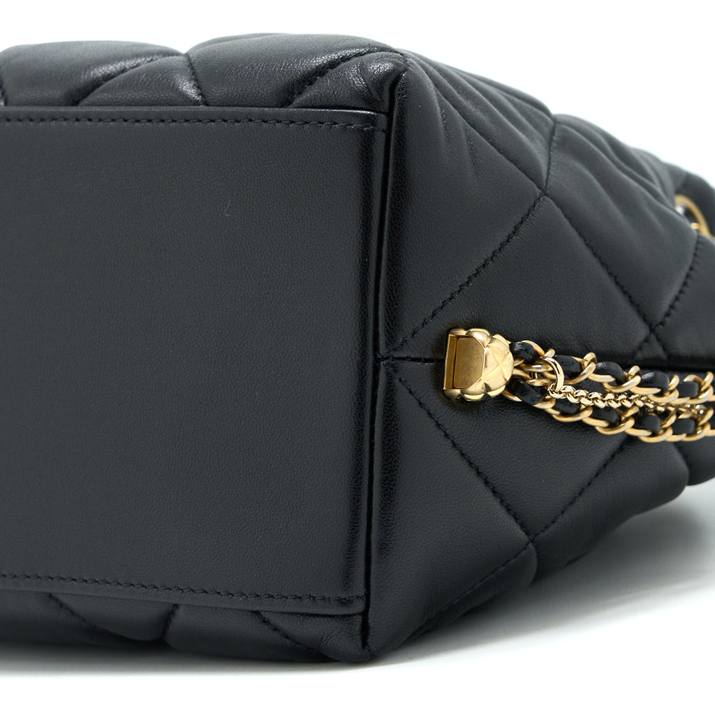 CHANEL DRAWSTRING BUCKET BAG LAMBSKIN BLACK GHW (MICROCHIP)