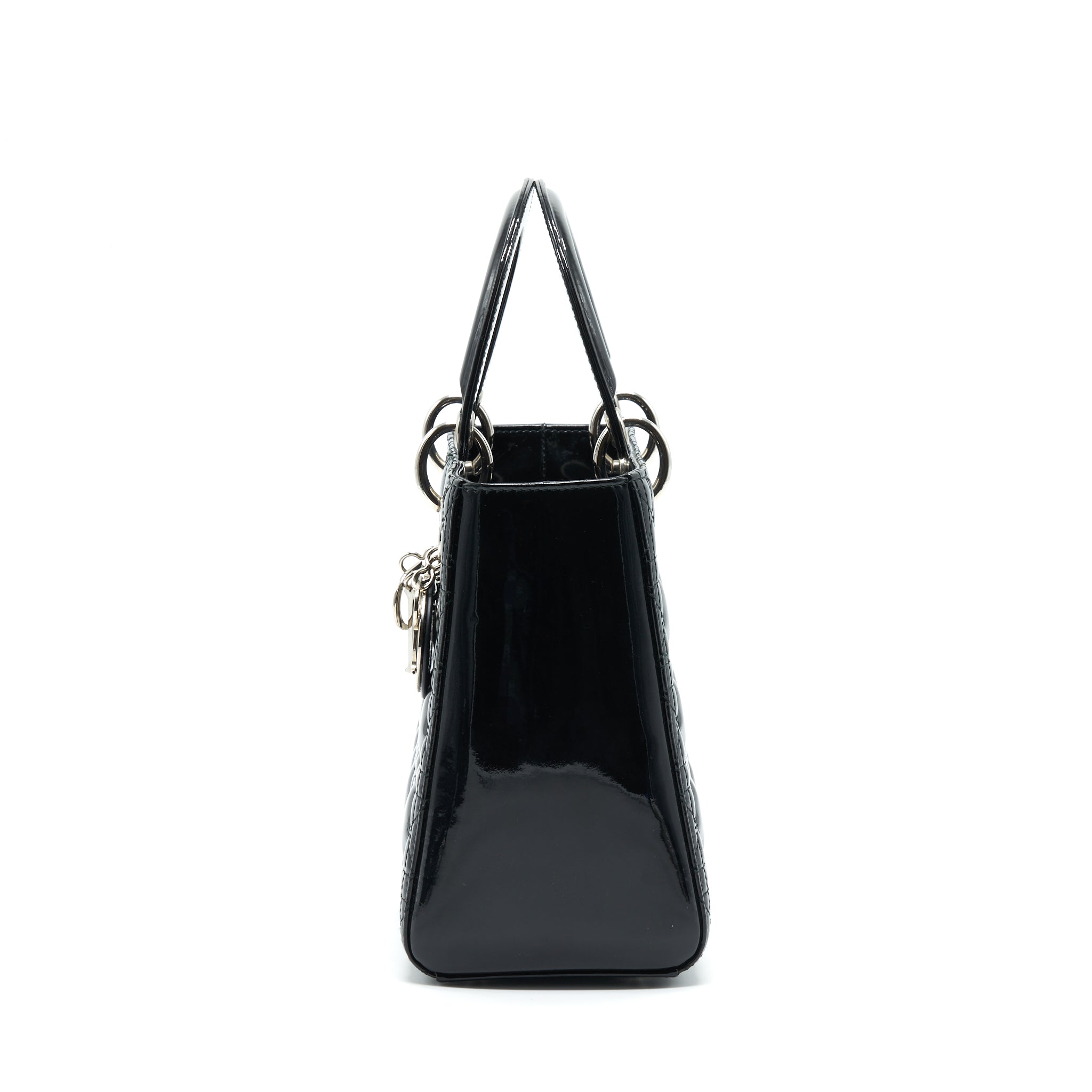DIOR MEDIUM LADY DIOR PATENT LEATHER BLACK SHW
