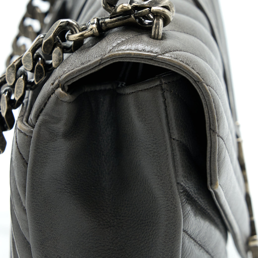 SAINT LAURENT COLLEGE BAG CALFSKIN GREY WITH RUTHENIUM HARDWARE