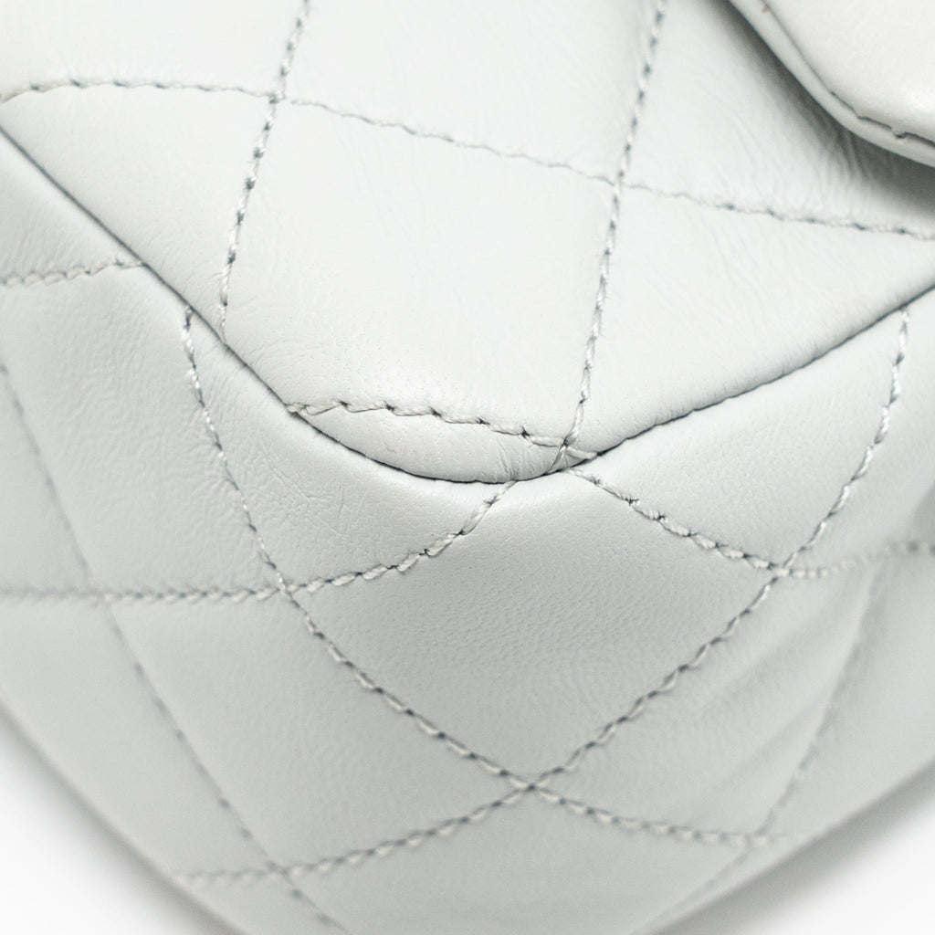 CHANEL PEARL CRUSH MINI RECTANGULAR FLAP BAG LAMBSKIN GREY GHW (MICROCHIP)