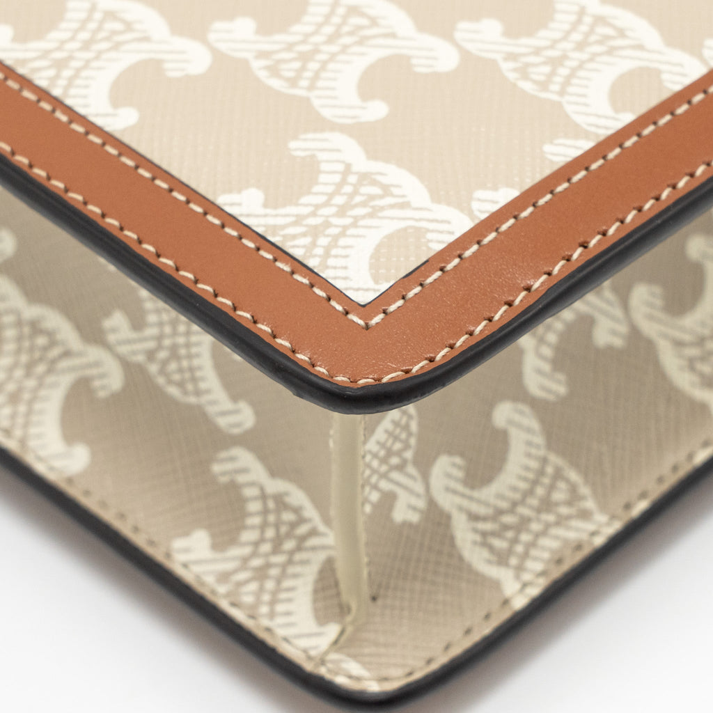 CELINE WALLET ON CHAIN MARGO TRIOMPHE CANVAS/CALFSKIN GHW