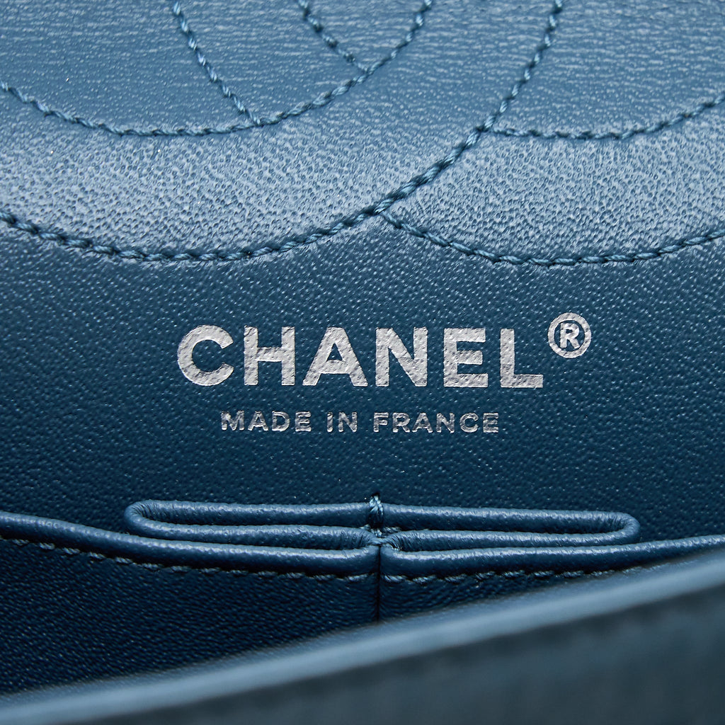 CHANEL 2.55 226 REISSUE FLAP BAG CALFSKIN BLUE GREY SHW