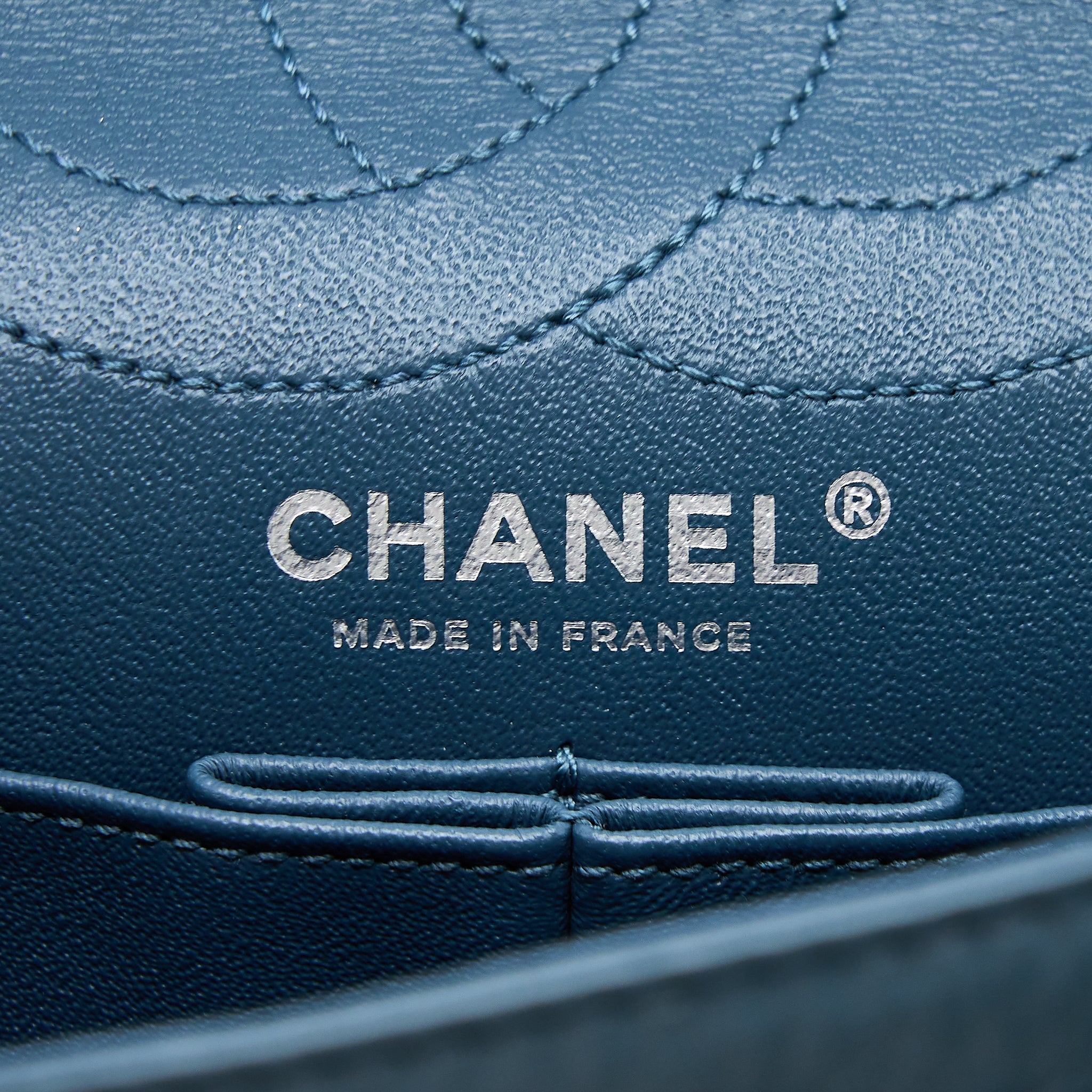 CHANEL 2.55 226 REISSUE FLAP BAG CALFSKIN BLUE GREY SHW