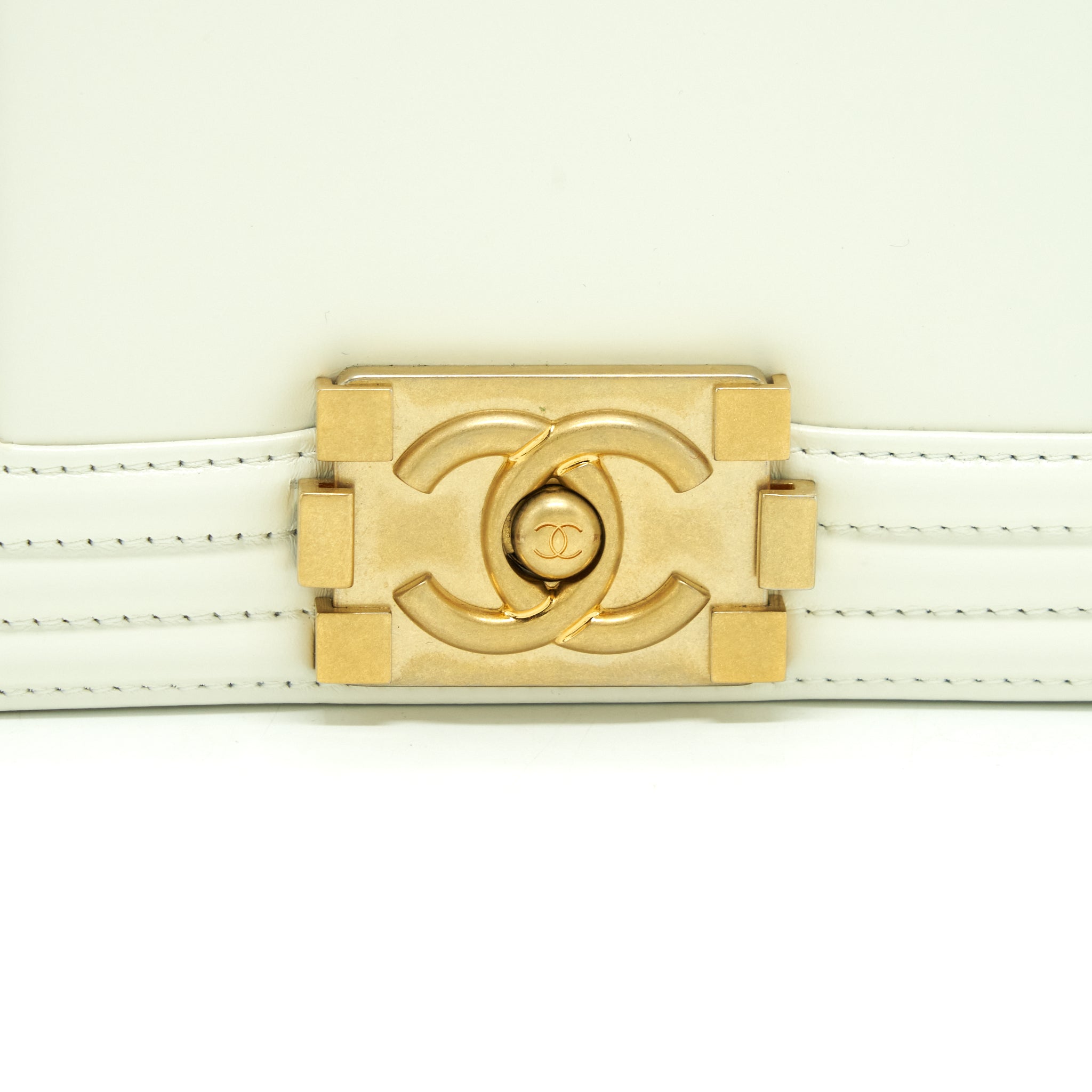 CHANEL MINI BOY HANDBAG CALFSKIN WHITE GHW (MICROCHIP)