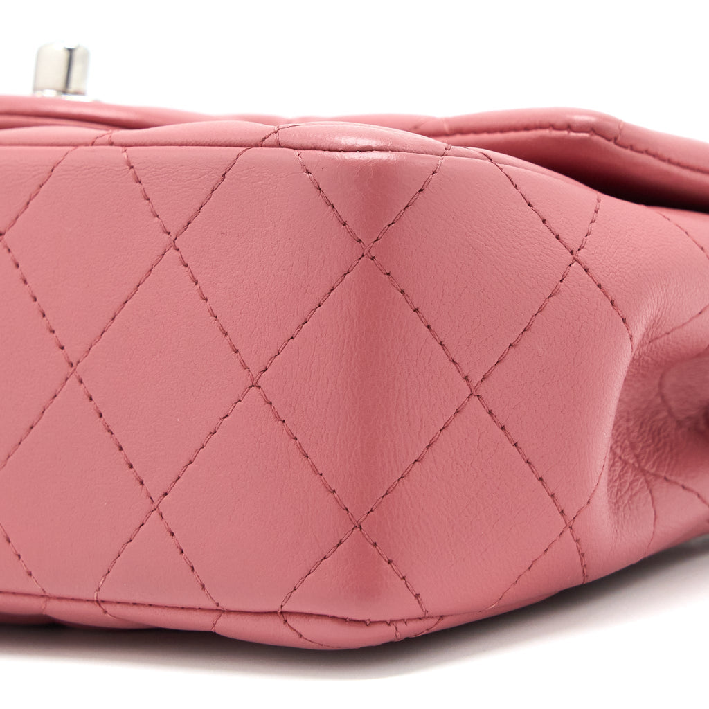 CHANEL MINI RECTANGULAR FLAP BAG LAMBSKIN PINK SHW