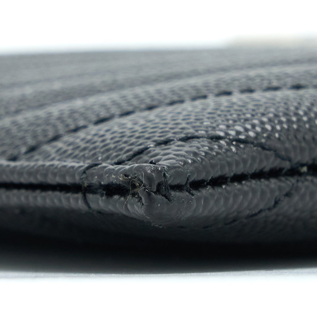 SAINT LAURENT CASSANDRA MATELASSE ZIPPED POUCH GRAINED CALFSKIN BLACK SHW