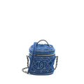 CHANEL TOP HANDLE CROSSBODY VANITY CASE DENIM BLUE BRUSHED GHW