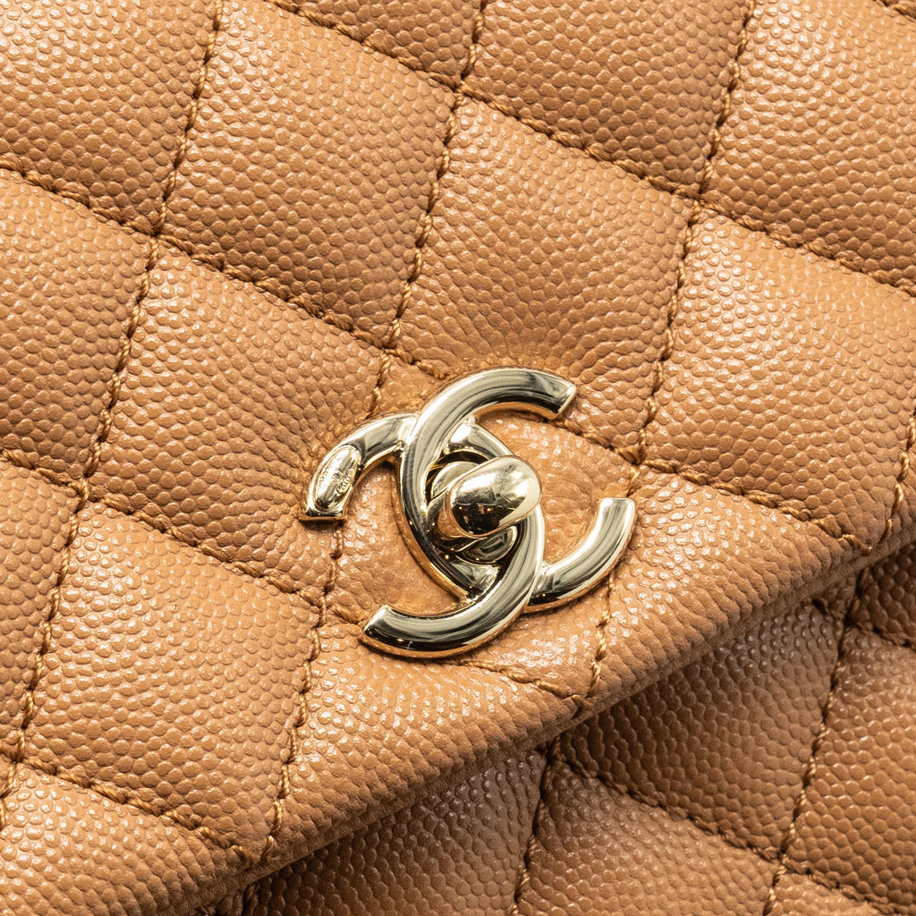 CHANEL 21P SMALL COCO HANDLE CAVIAR CARAMEL LGHW