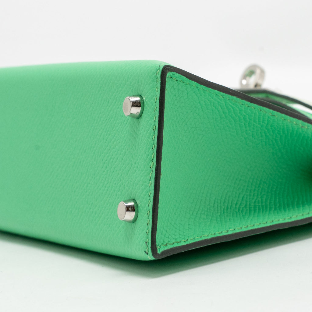 HERMES MINI KELLY II EPSOM VERT COMICS/VERT FIZZ/GRIS PALE SHW