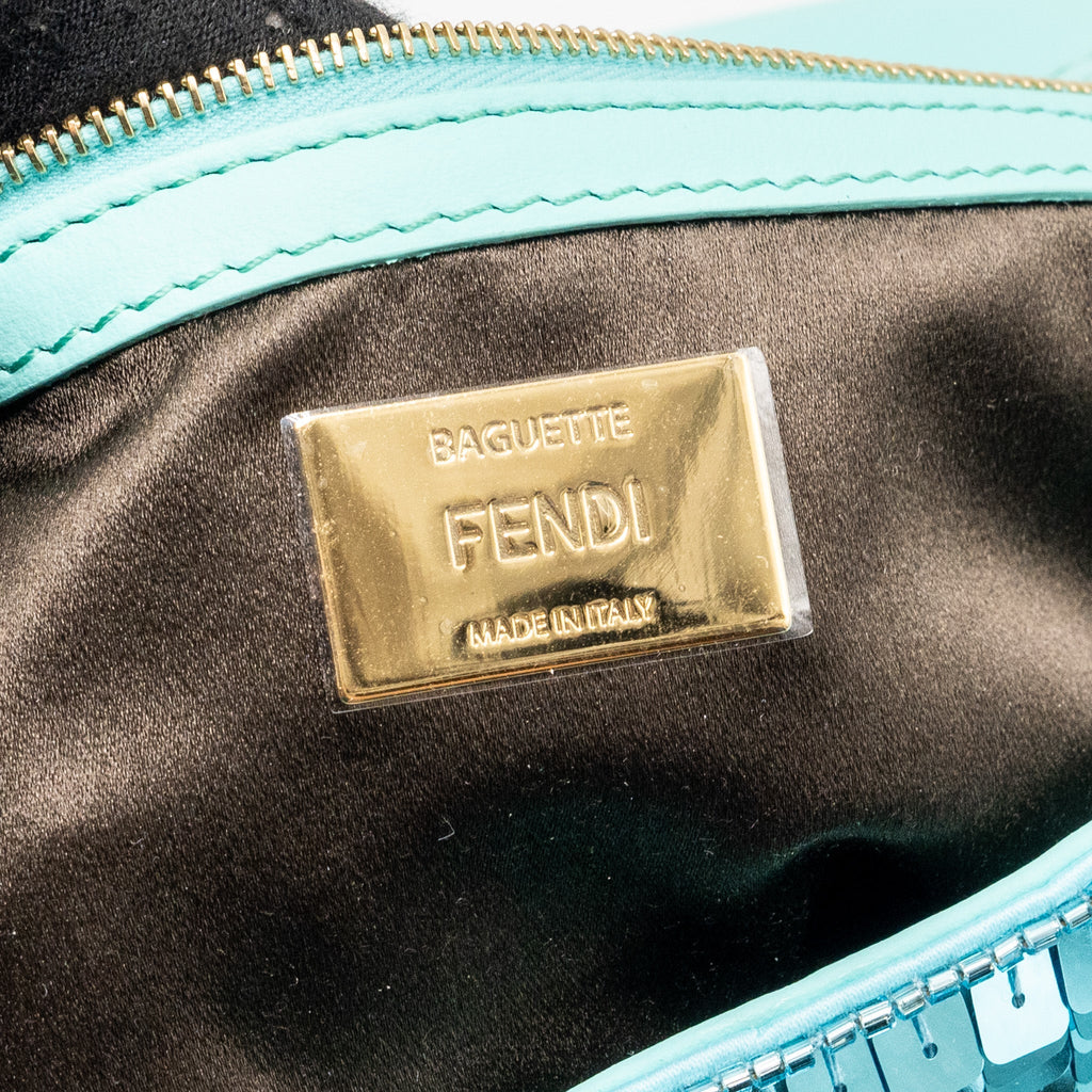 FENDI BAGUETTE BAG SEQUIN / LEATHER BLUE GHW