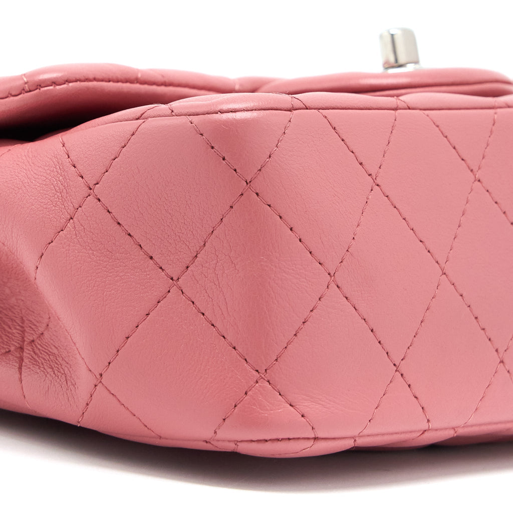 CHANEL MINI RECTANGULAR FLAP BAG LAMBSKIN PINK SHW