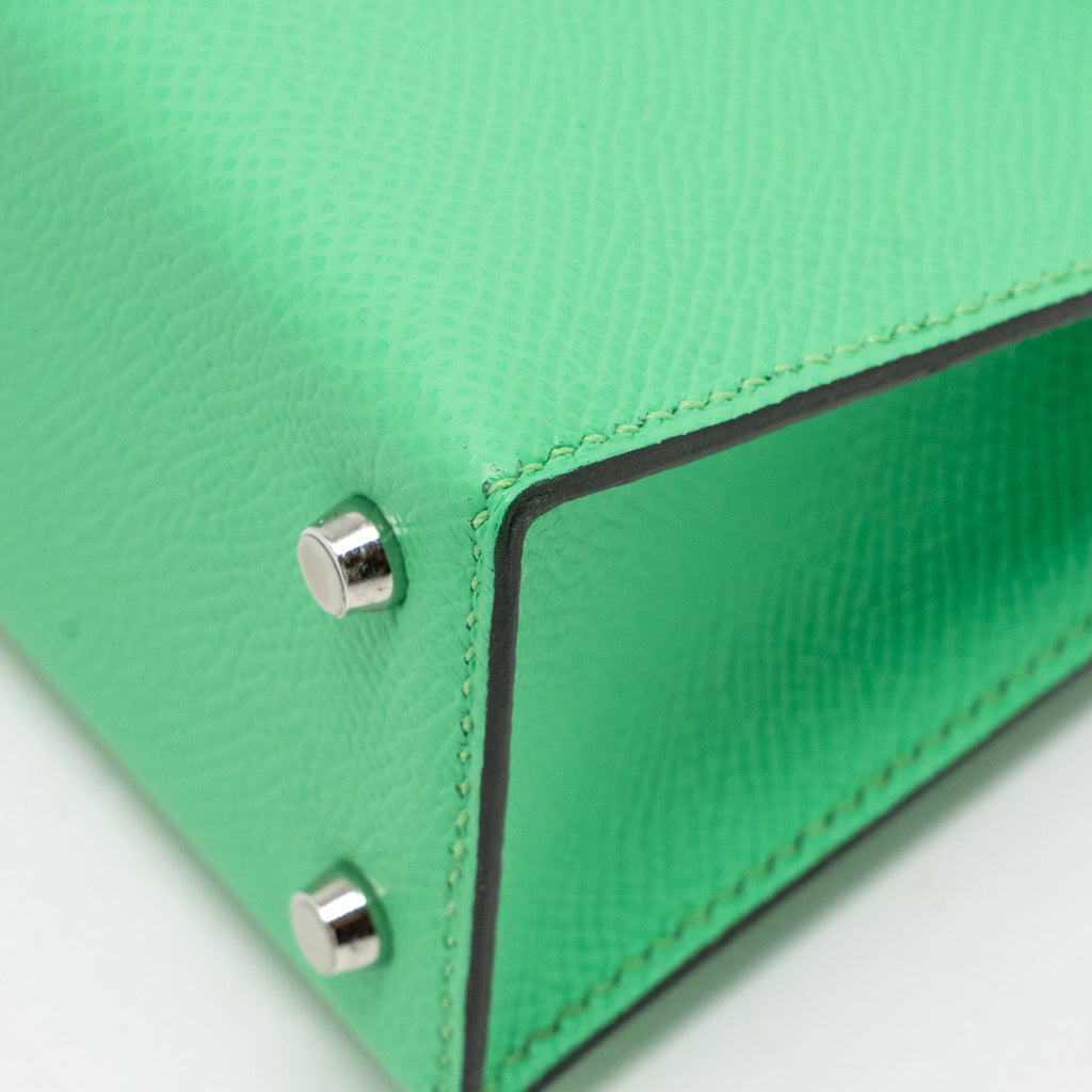 HERMES MINI KELLY II EPSOM VERT COMICS/VERT FIZZ/GRIS PALE SHW