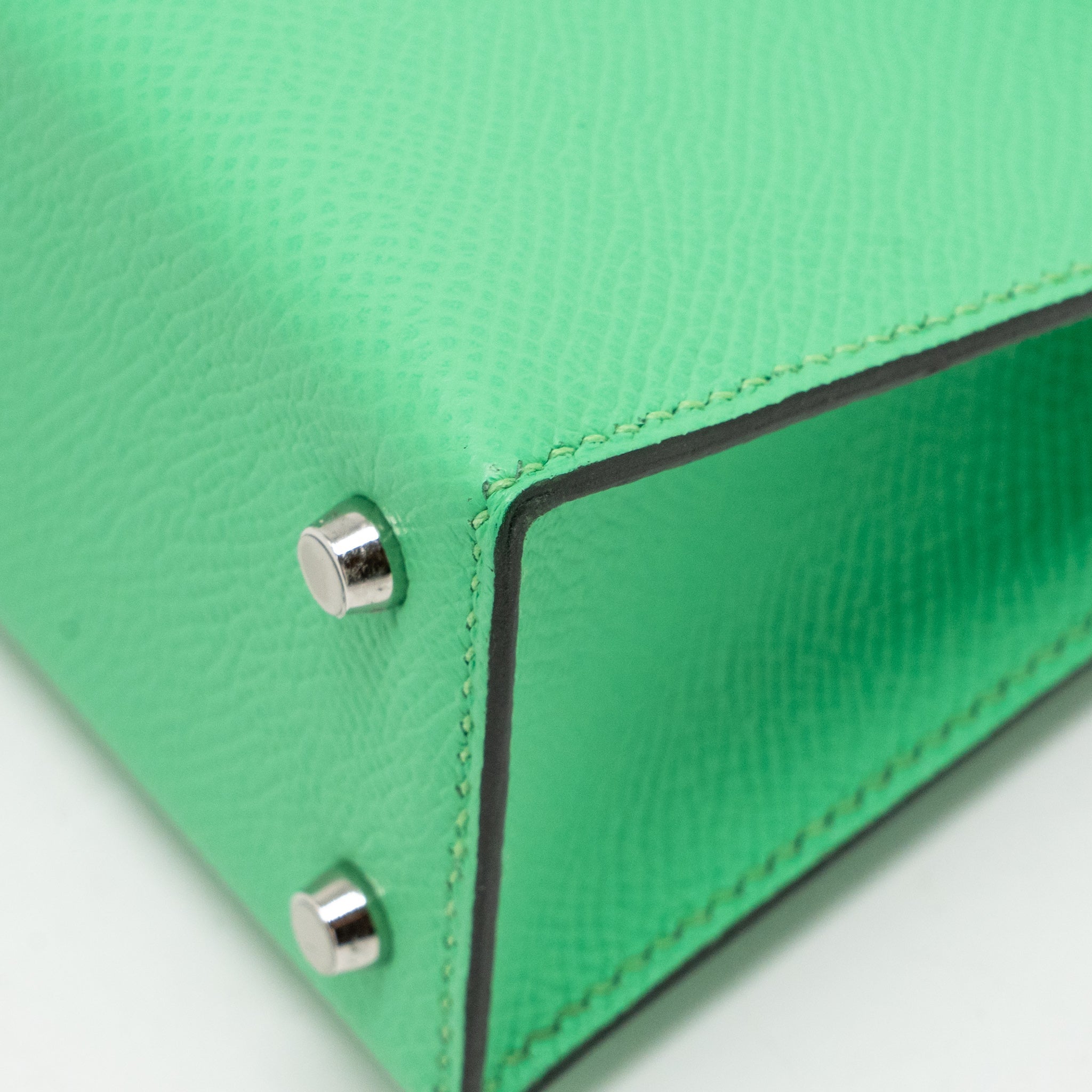 HERMES MINI KELLY II EPSOM VERT COMICS/VERT FIZZ/GRIS PALE SHW