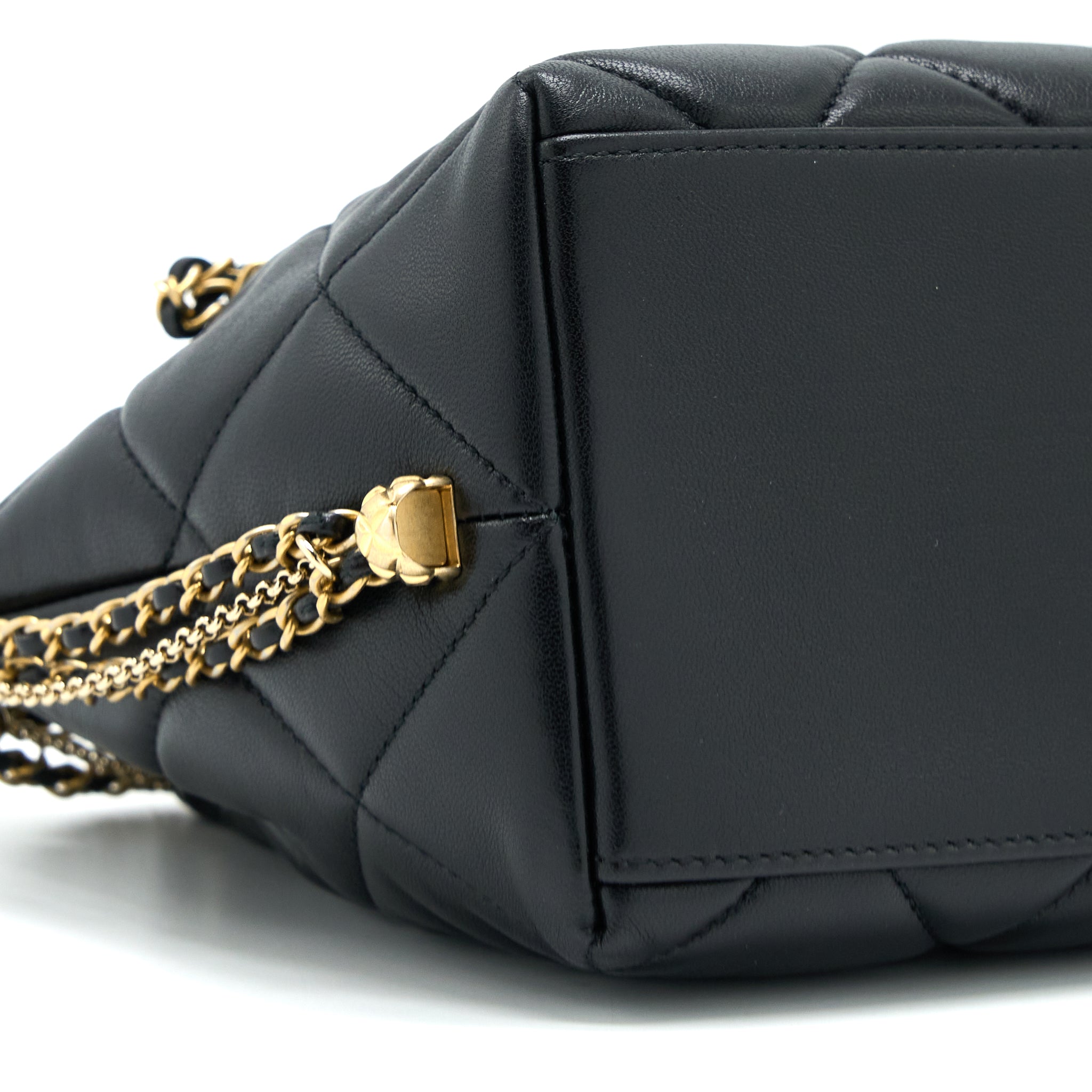 CHANEL DRAWSTRING BUCKET BAG LAMBSKIN BLACK GHW (MICROCHIP)