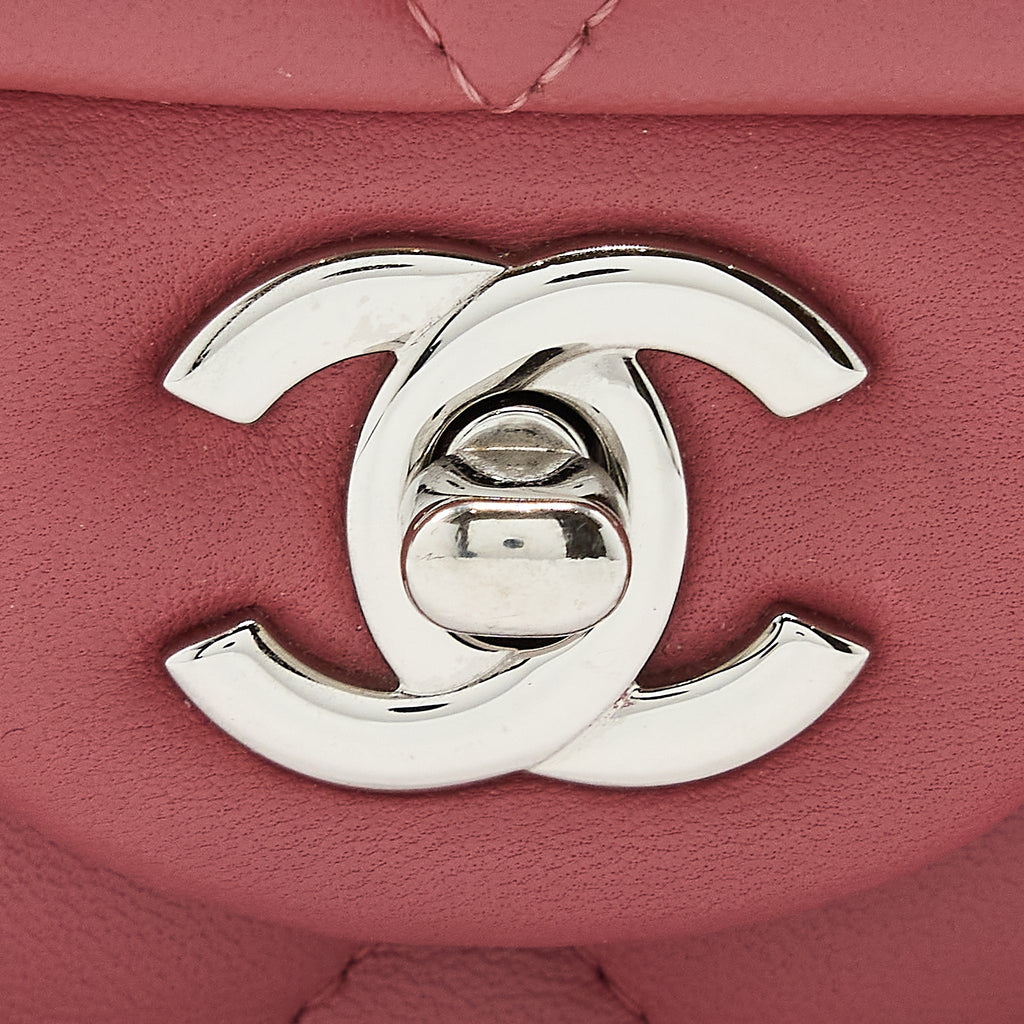 CHANEL MINI RECTANGULAR FLAP BAG LAMBSKIN PINK SHW