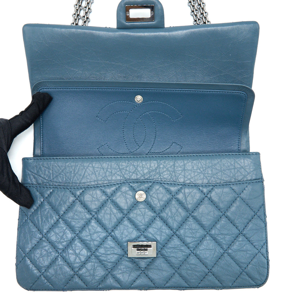 CHANEL 2.55 226 REISSUE FLAP BAG CALFSKIN BLUE GREY SHW